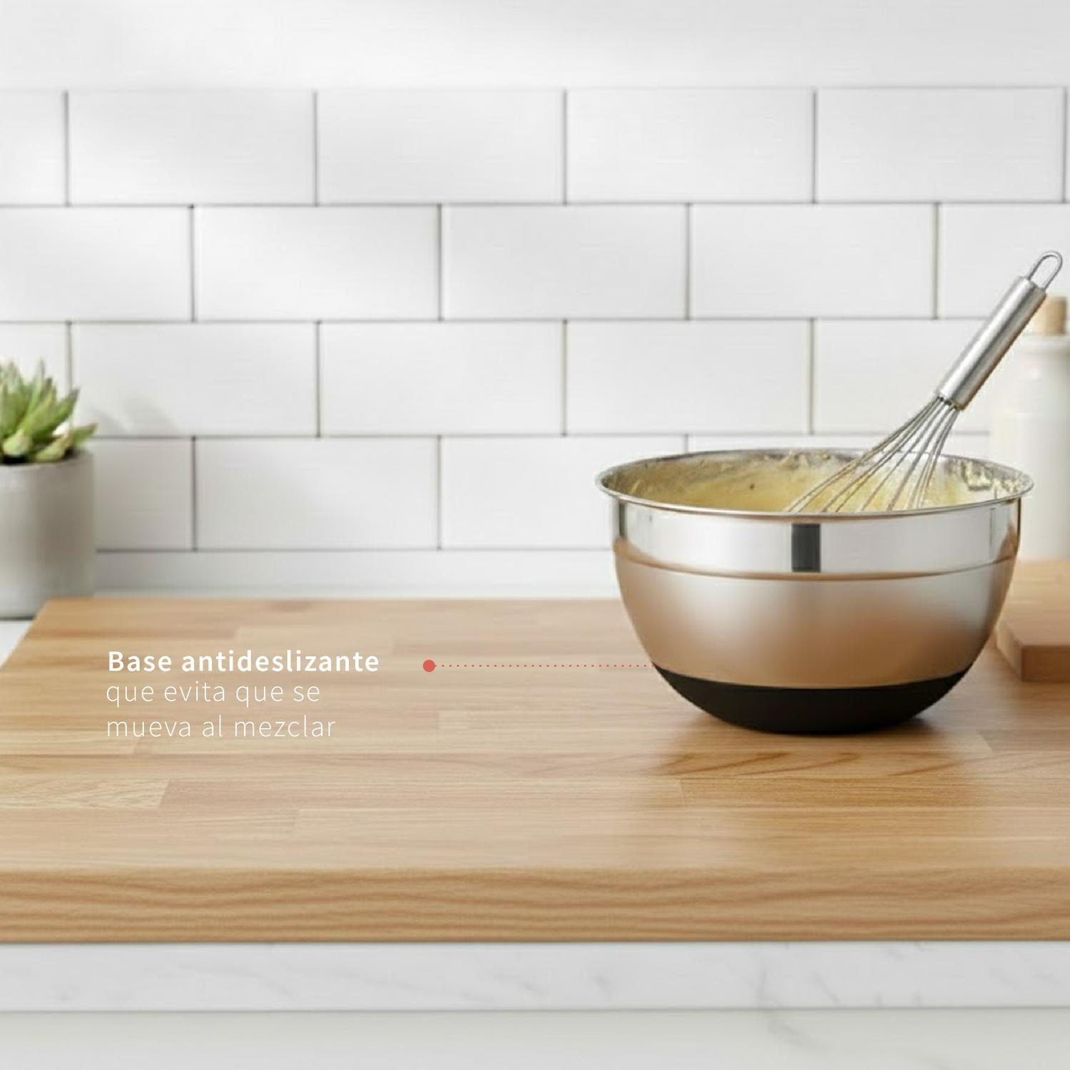 Set 3 Bowls con Tapa Acero Inoxidable Antideslizante Simplit-5