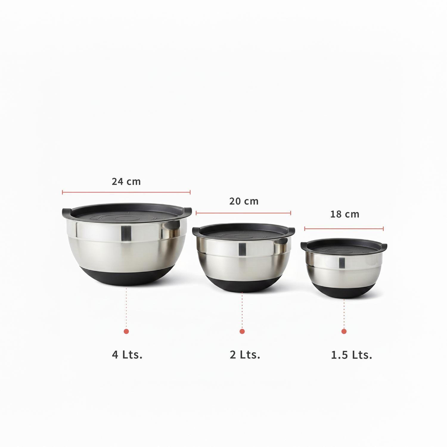 Set 3 Bowls con Tapa Acero Inoxidable Antideslizante Simplit-6