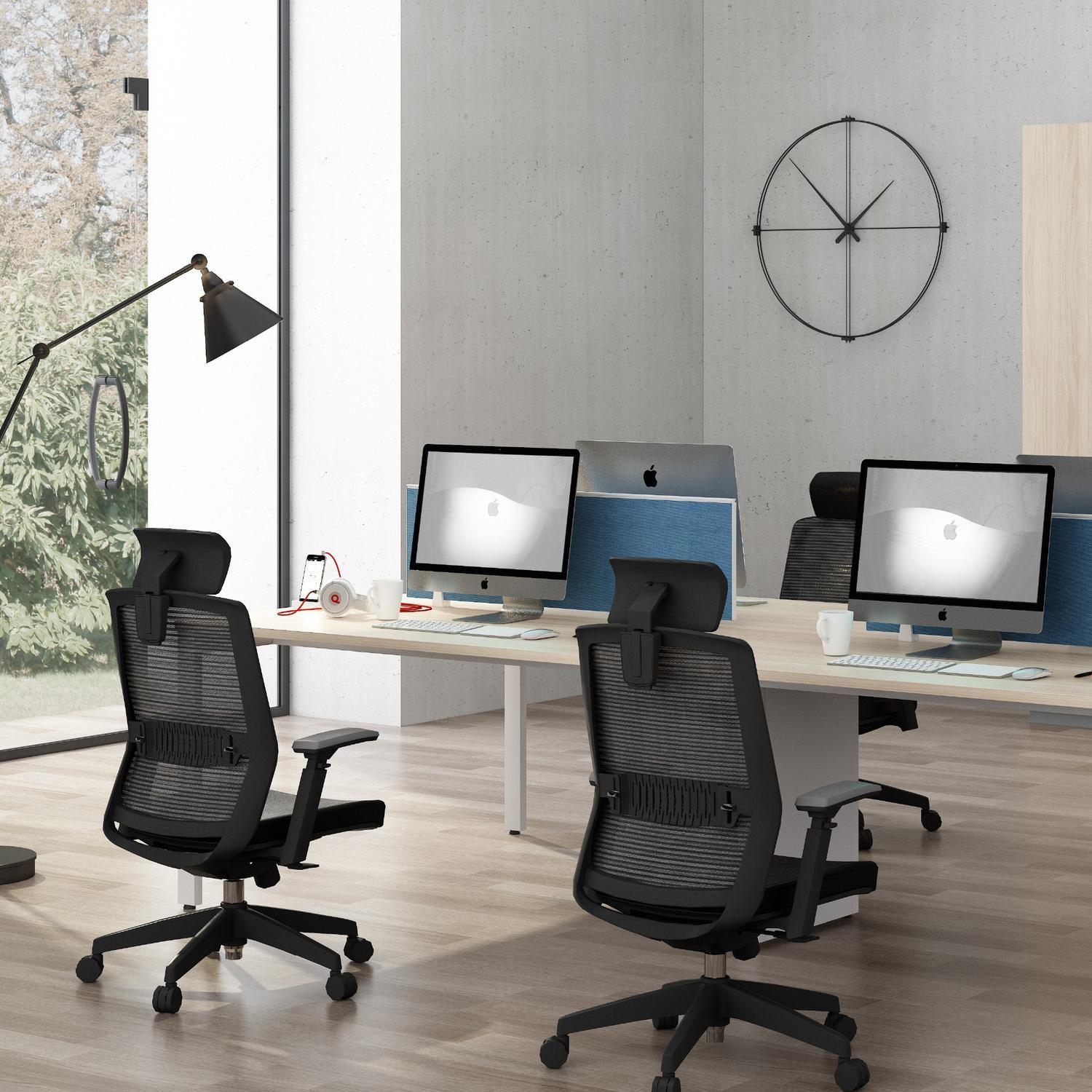 Silla Escritorio Aria Oficina Ergonomica Negra Levo-5