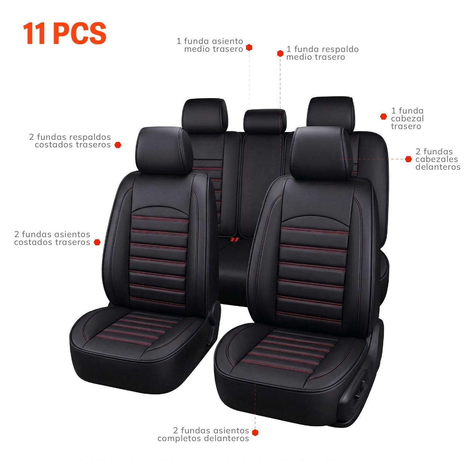 Fundas Cubreasientos Ecocuero Negro Universal XRoad-5