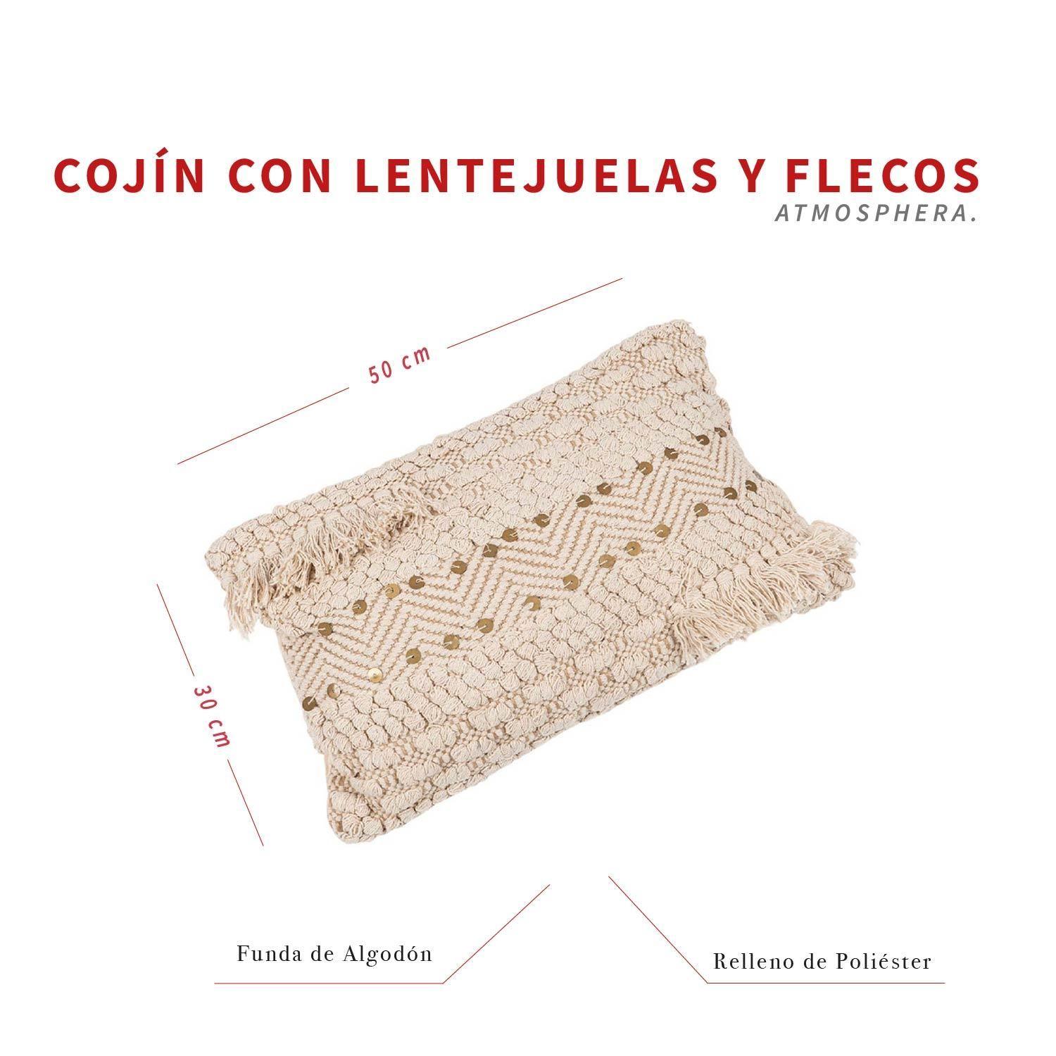 Cojín Decorativo con Lentejuelas y Flecos 30x50 cm Atmosphera-4
