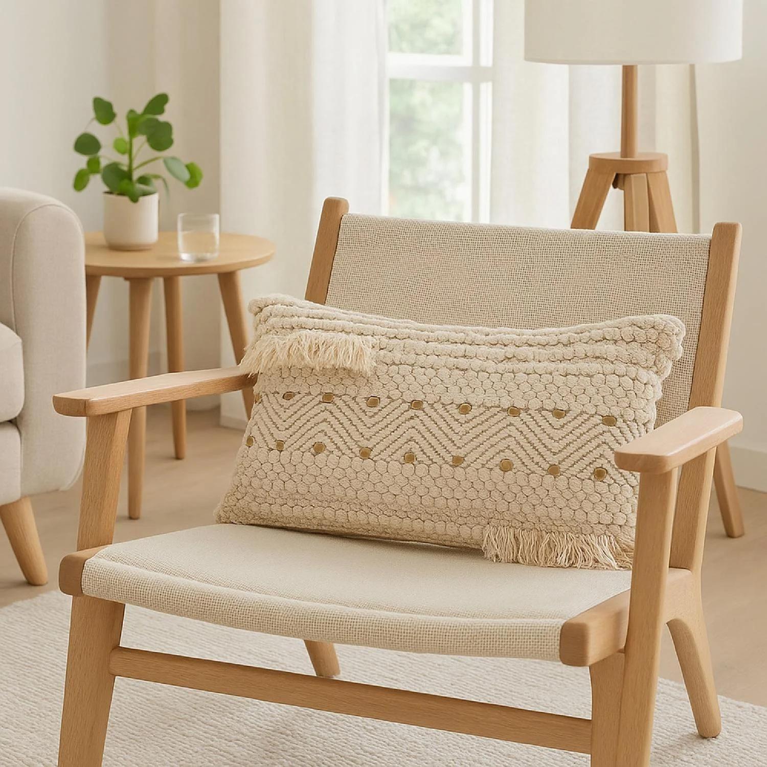 Cojín Decorativo con Lentejuelas y Flecos 30x50 cm Atmosphera-1