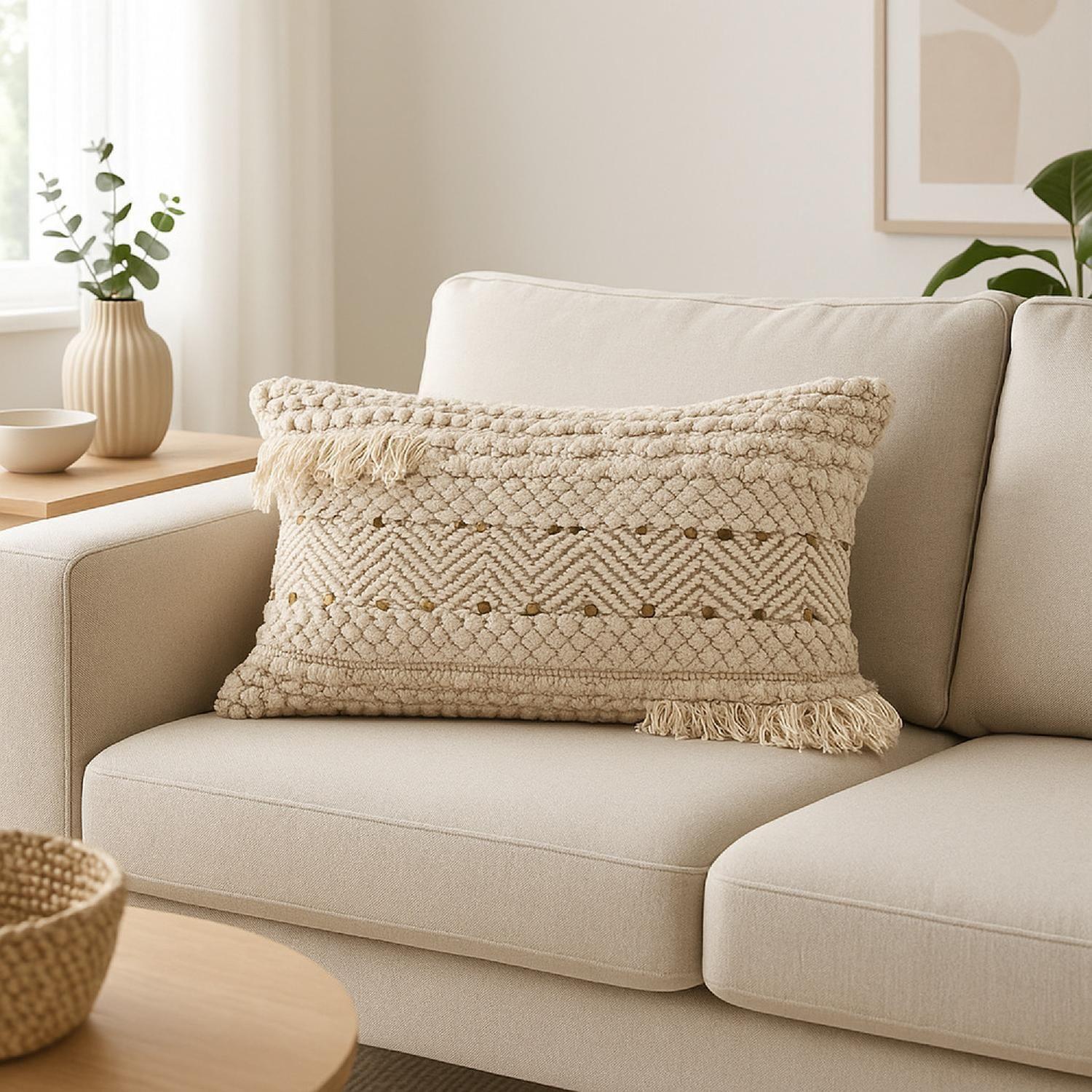 Cojín Decorativo con Lentejuelas y Flecos 30x50 cm Atmosphera-5