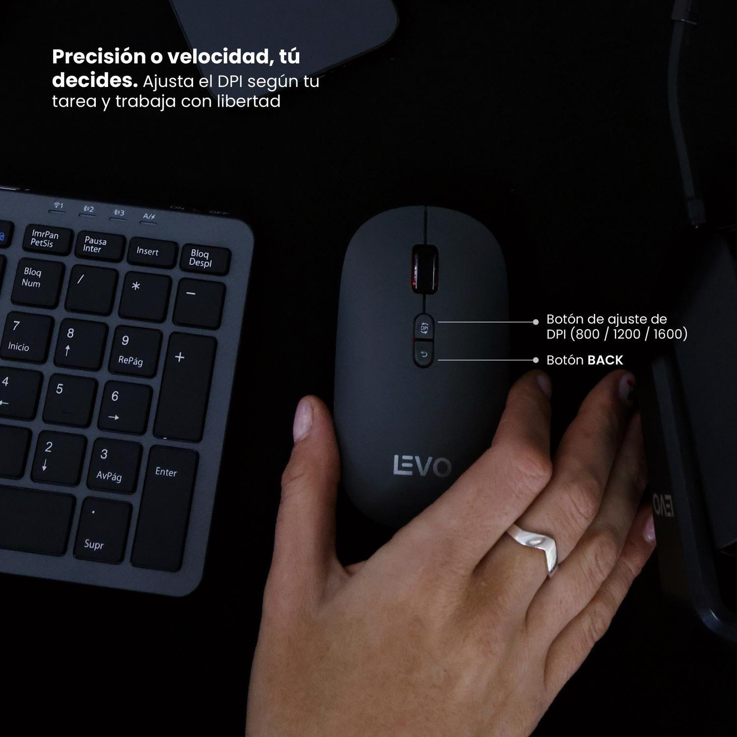 Mouse Inalámbrico Ultra Slim Silencioso Velar Grafito LEVO-4
