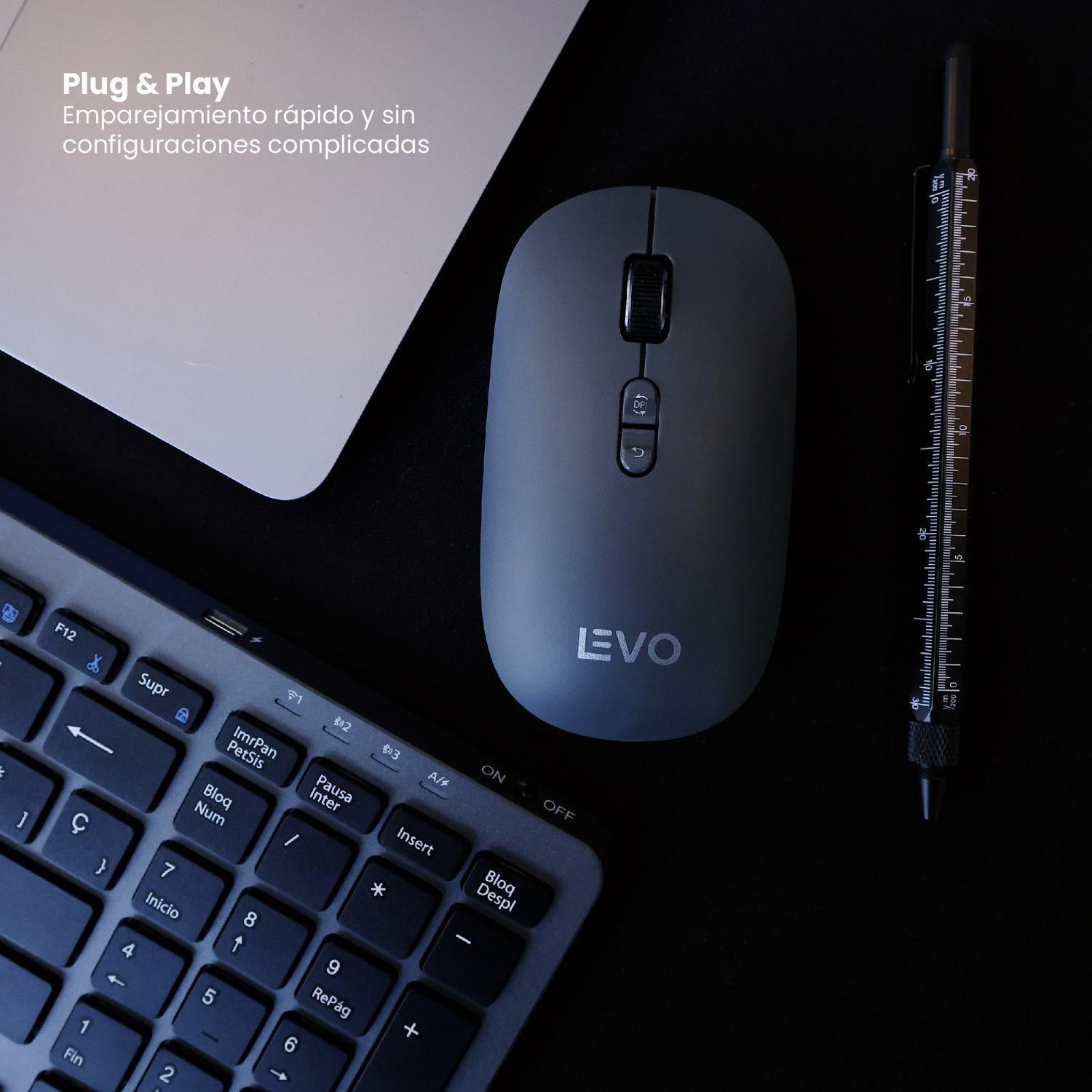 Mouse Inalámbrico Ultra Slim Silencioso Velar Grafito LEVO-6