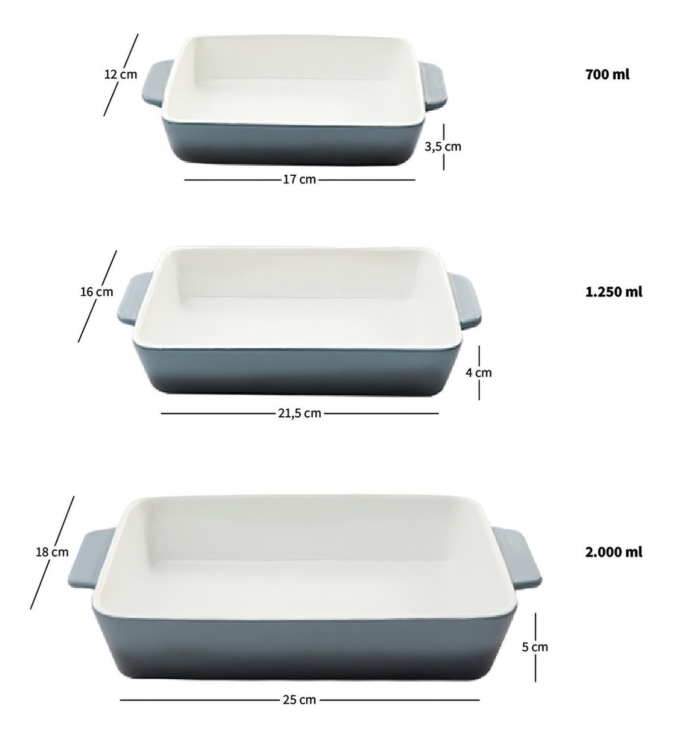 Set 3 Fuentes de Cerámica para Horno Celeste Simplit-5