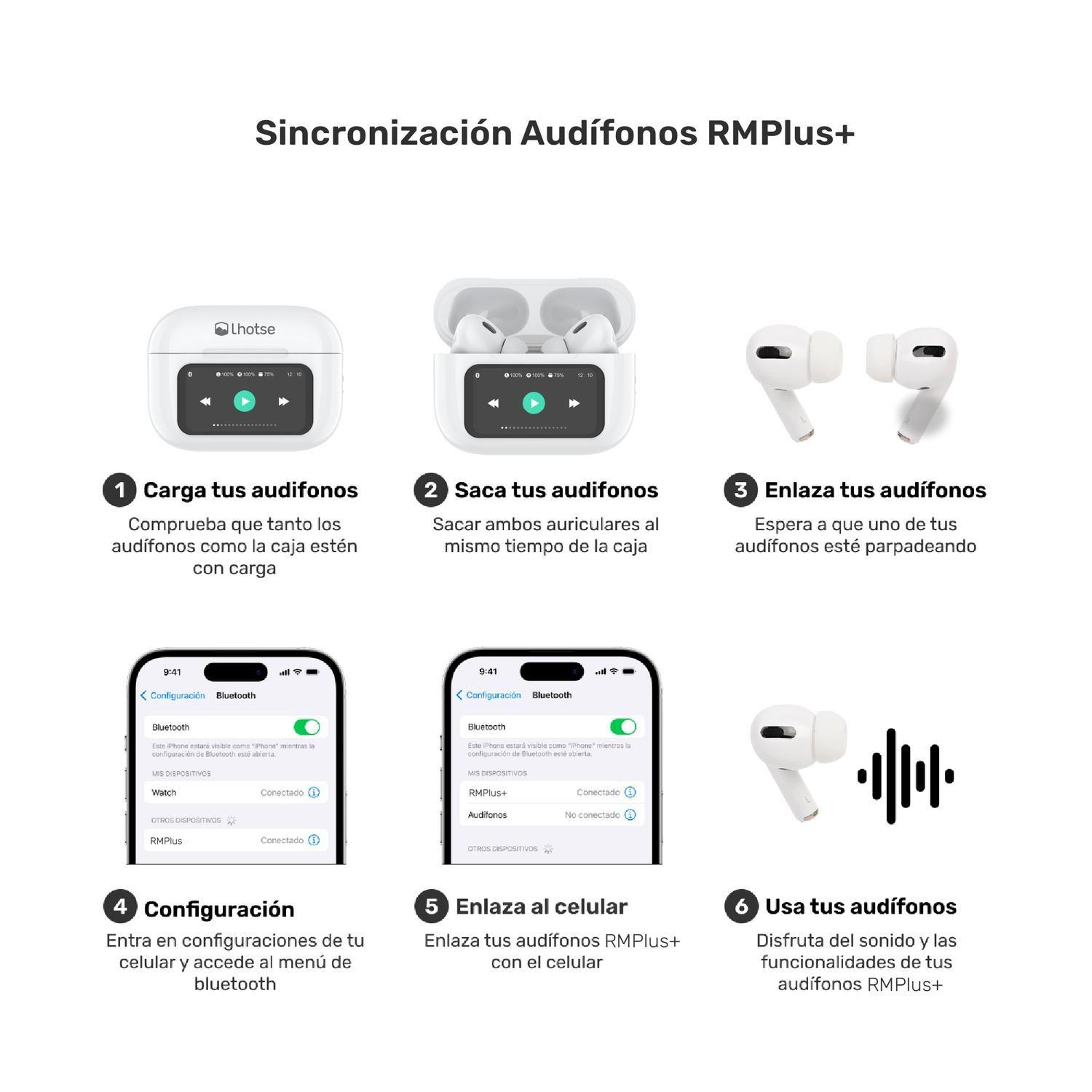 Audífonos Bluetooth TWS Pantalla Touch ANC RMPLUS+ Lhotse-7