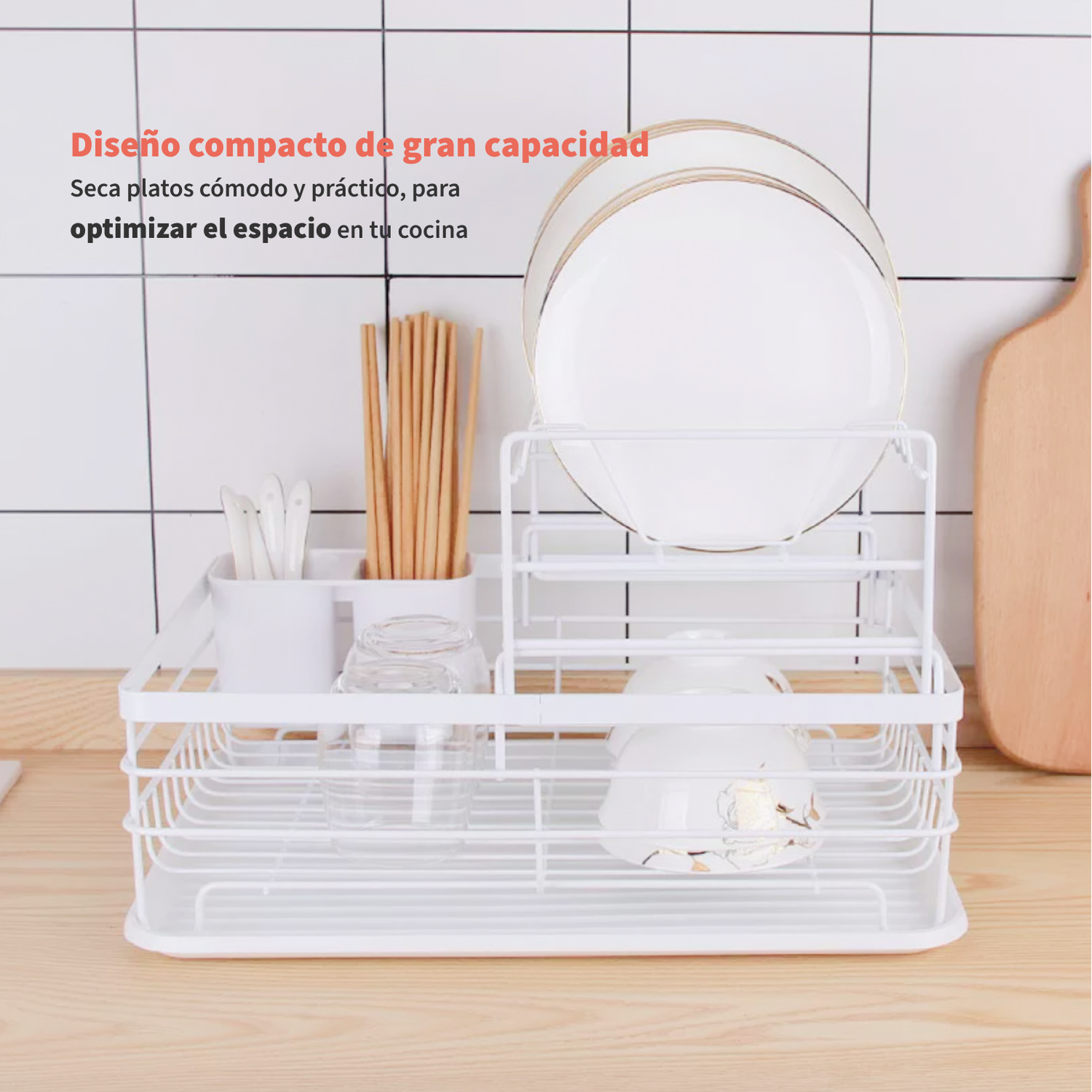 Secaplatos Escurridor 2 Niveles Acero Inox Blanco Simplit-2
