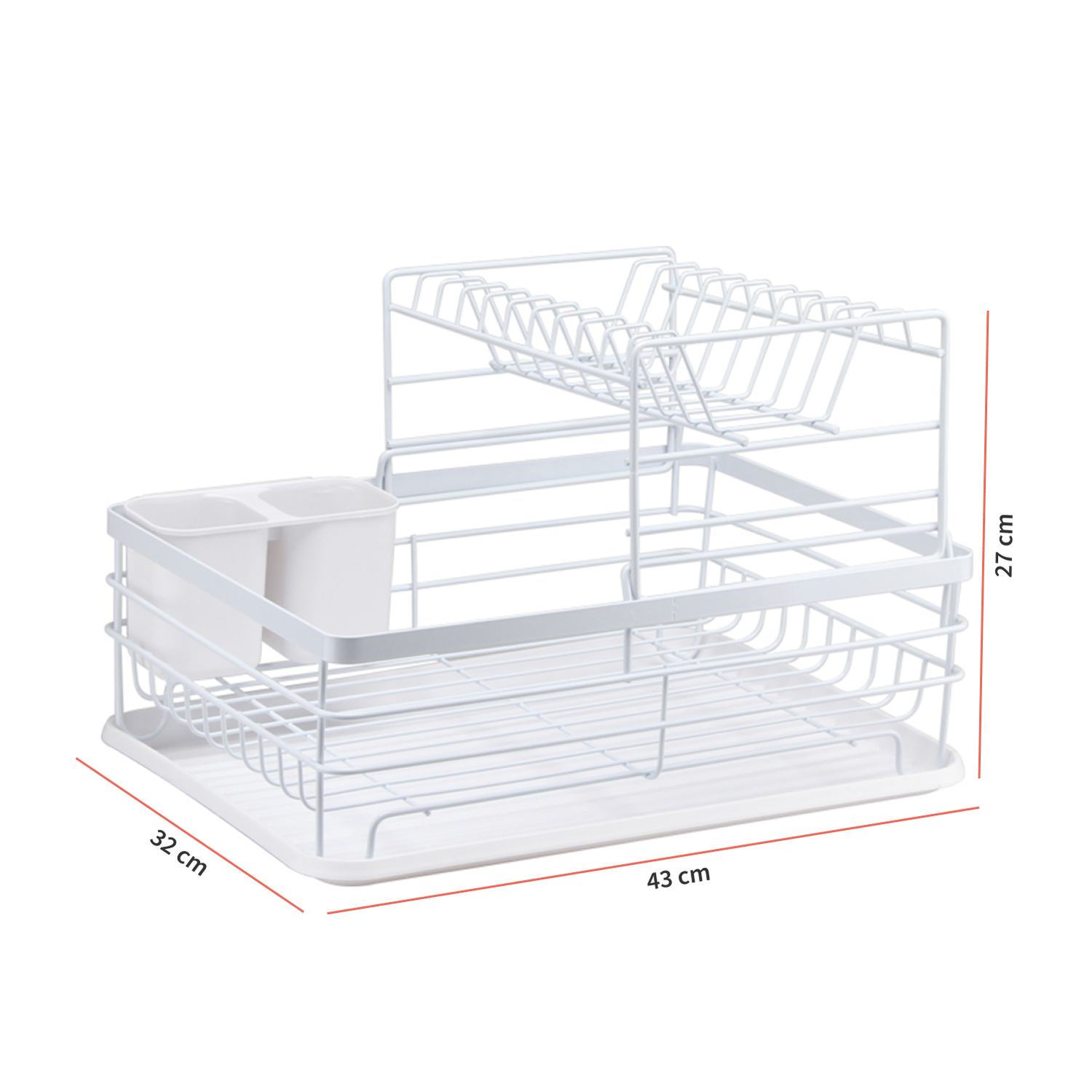Secaplatos Escurridor 2 Niveles Acero Inox Blanco Simplit-4