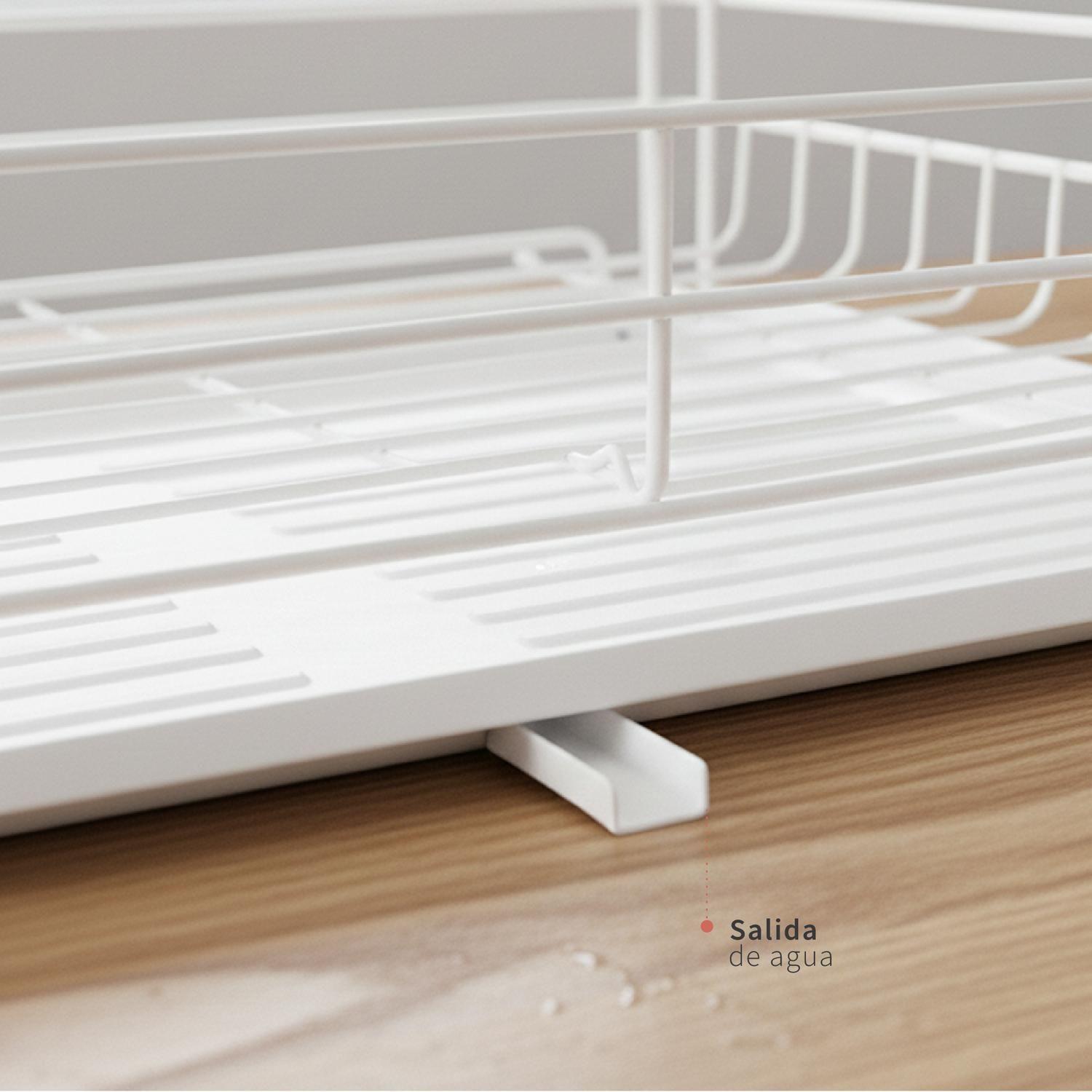 Secaplatos Escurridor 2 Niveles Acero Inox Blanco Simplit-3