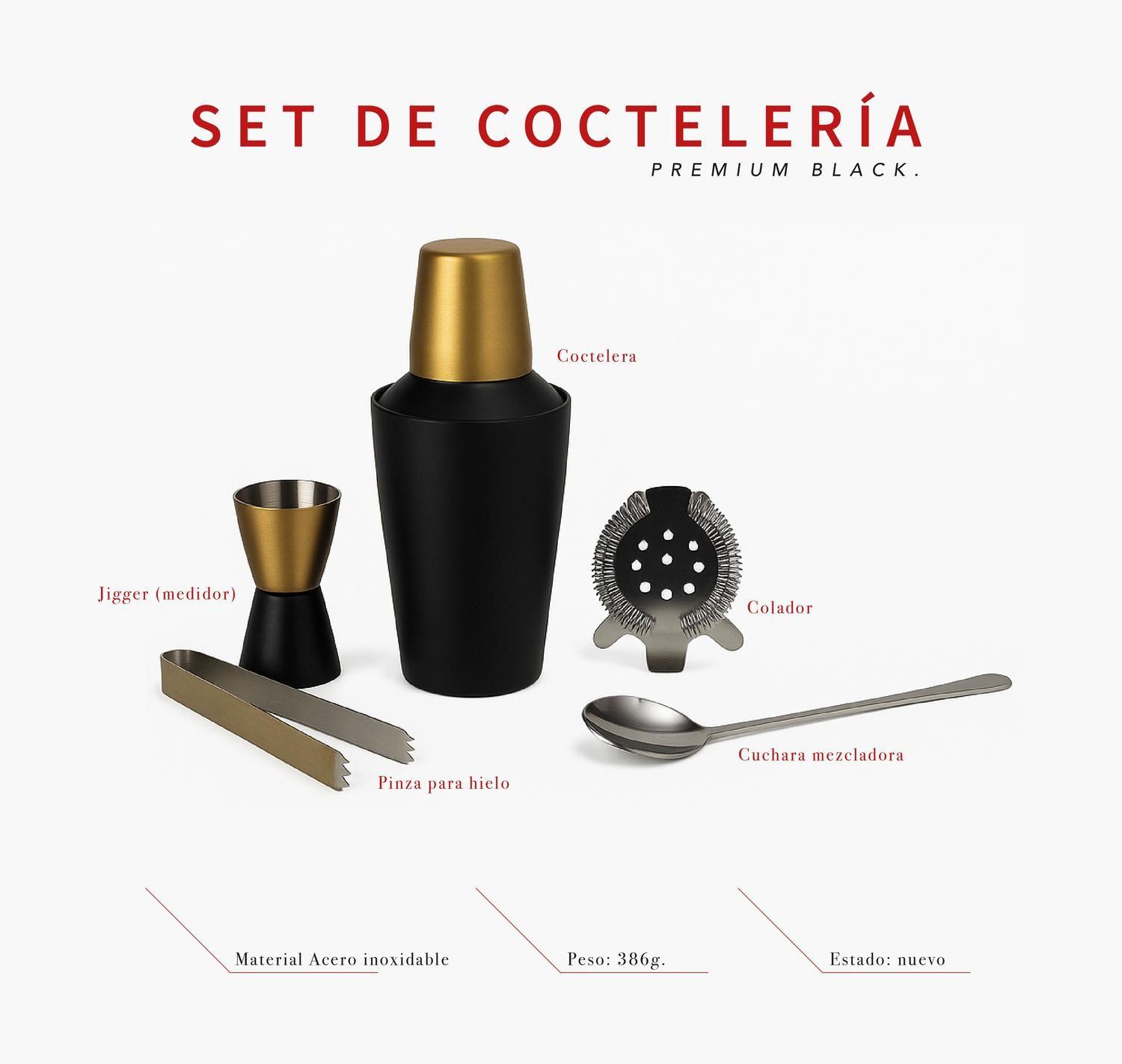 Set de Coctelería 5 Piezas Black Premium Secret de Gourmet-3