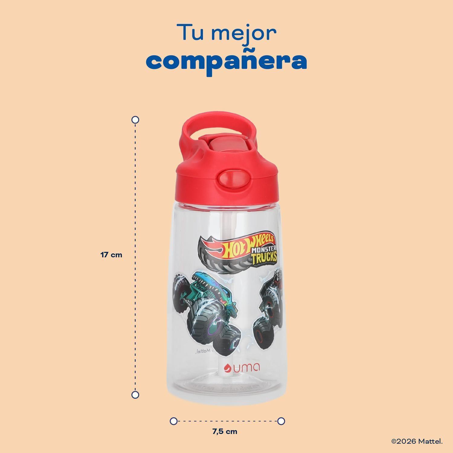 Botella Agua Niños Hot Wheels Monster Truck 420ml con Bombilla UMA-5
