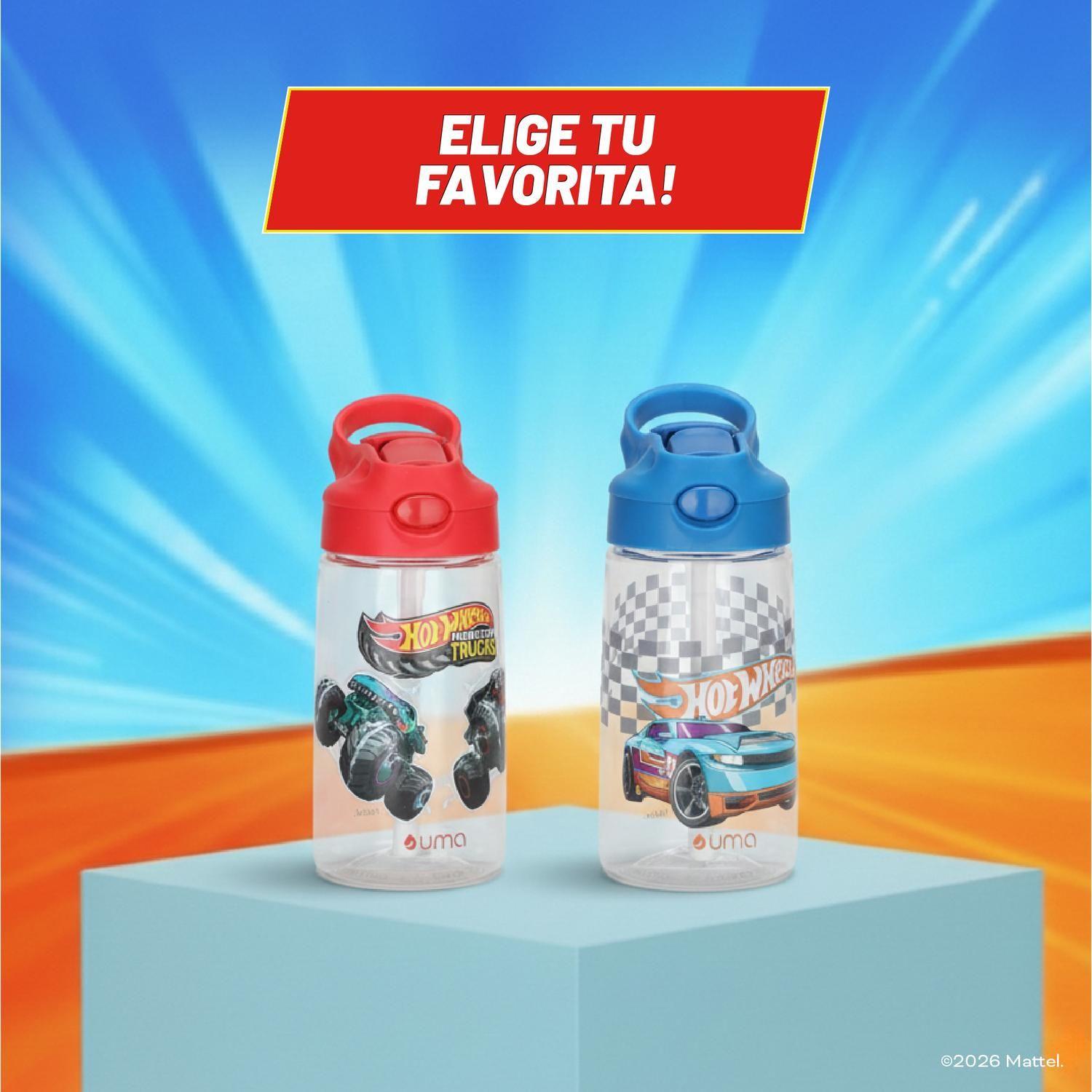 Botella Agua Niños Hot Wheels Monster Truck 420ml con Bombilla UMA-7