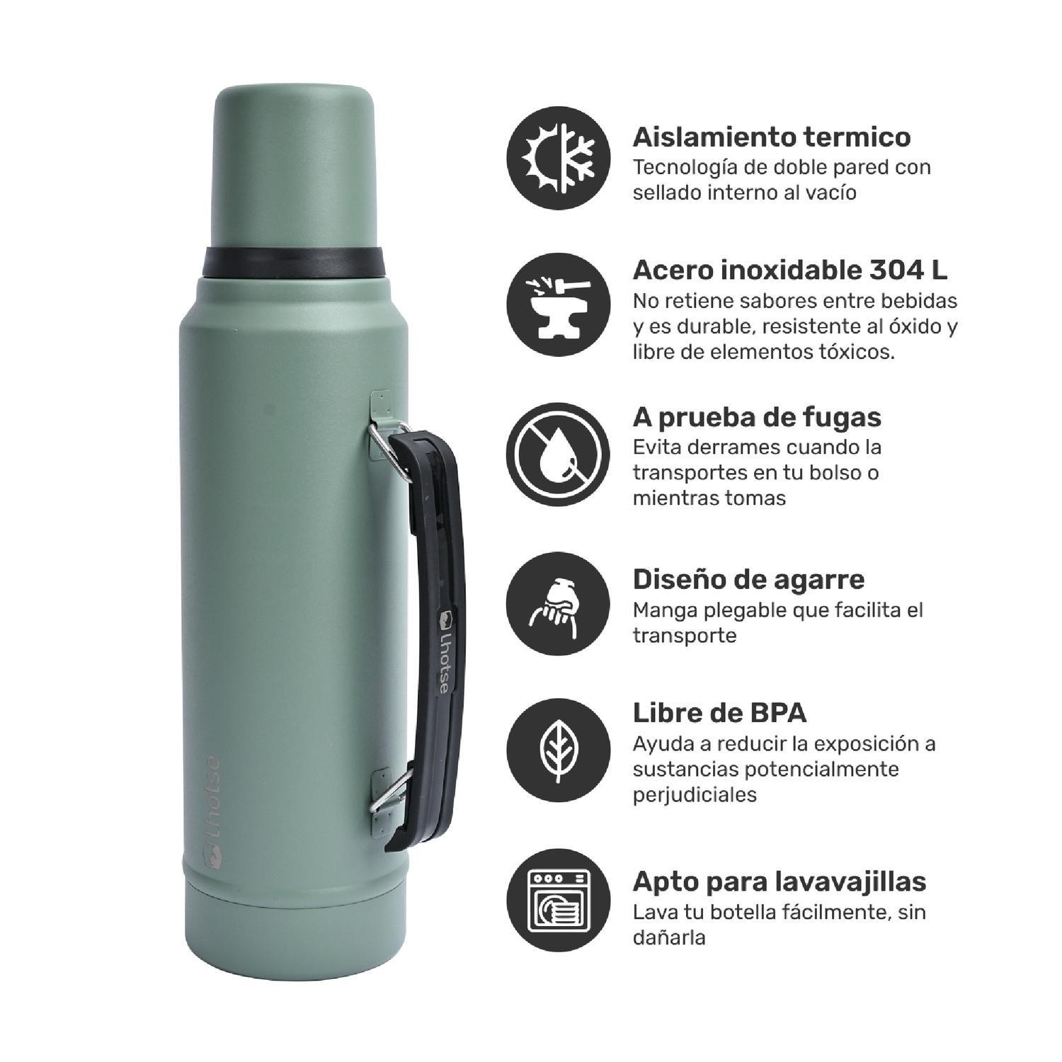 Termo Liquido Classic 1,3 lts + Mate Bombilla Lhotse Green-3