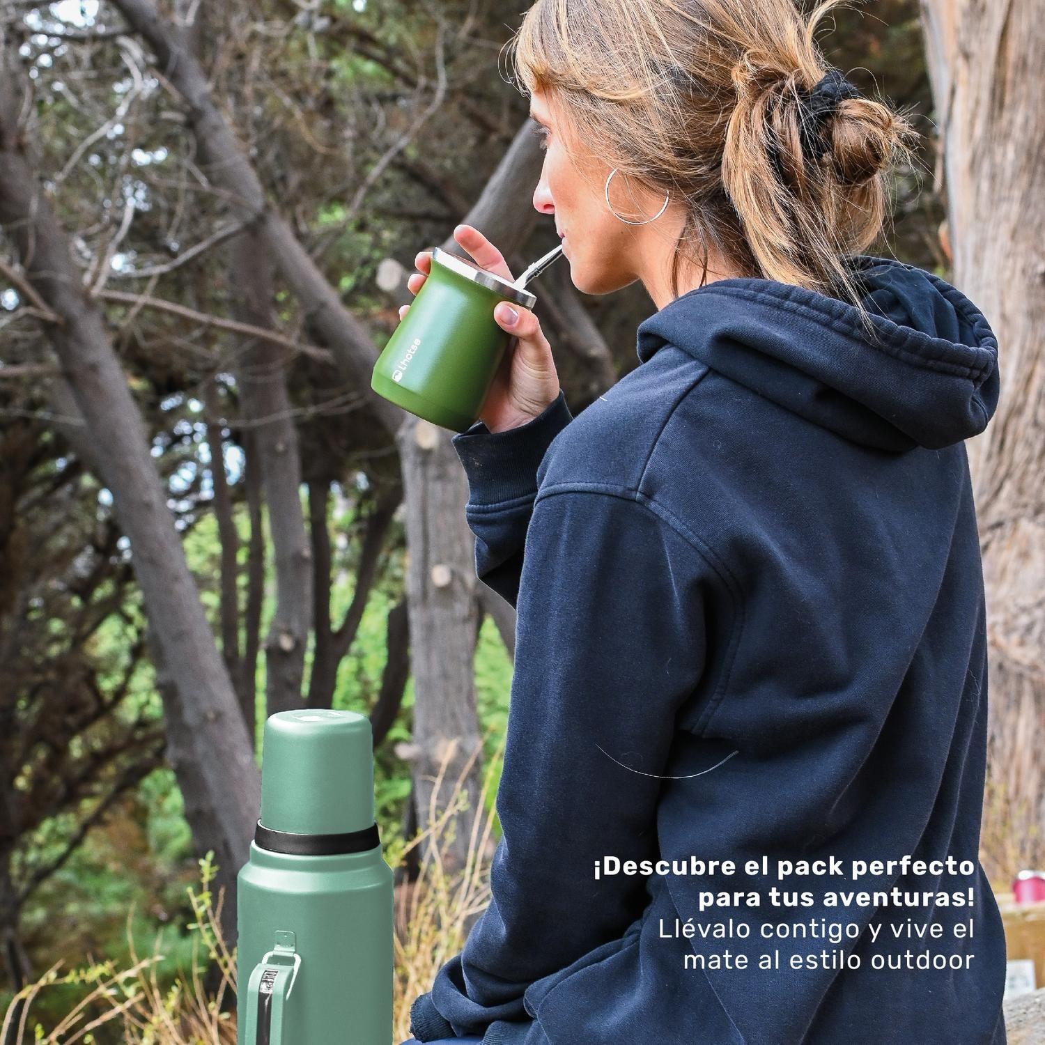 Termo Liquido Classic 1,3 lts + Mate Bombilla Lhotse Green-6