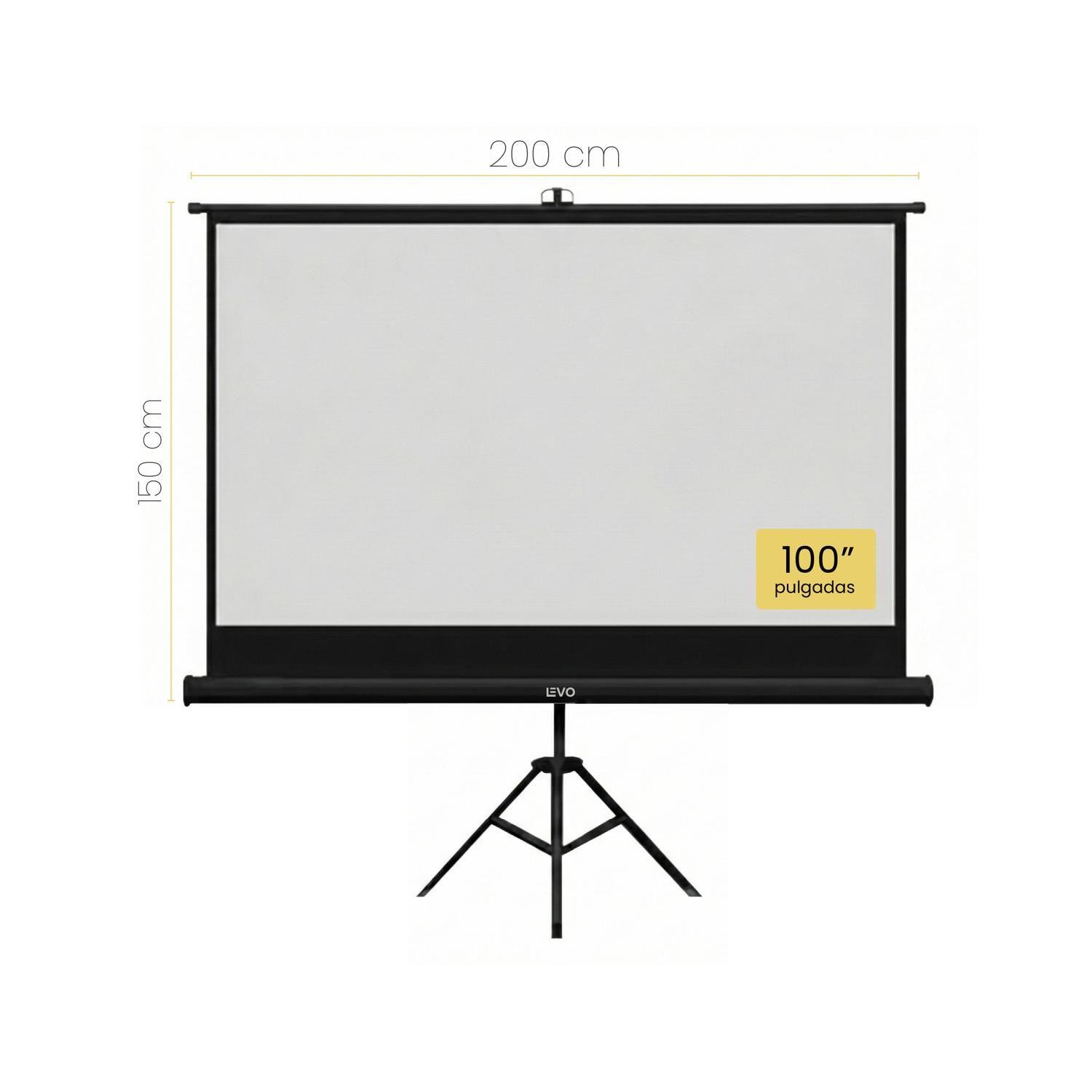 Proyector Portatil Nova 9000lm + Telón 100" Negro LEVO-5