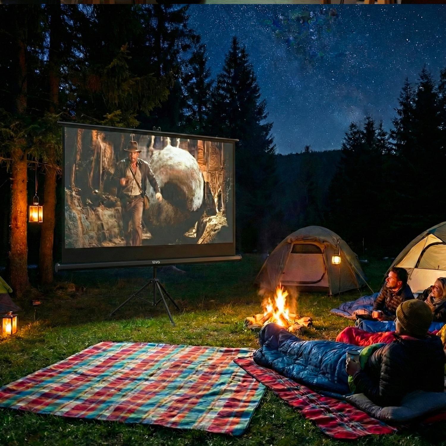 Proyector Portatil Nova 9000lm + Telón 100" Negro LEVO-6