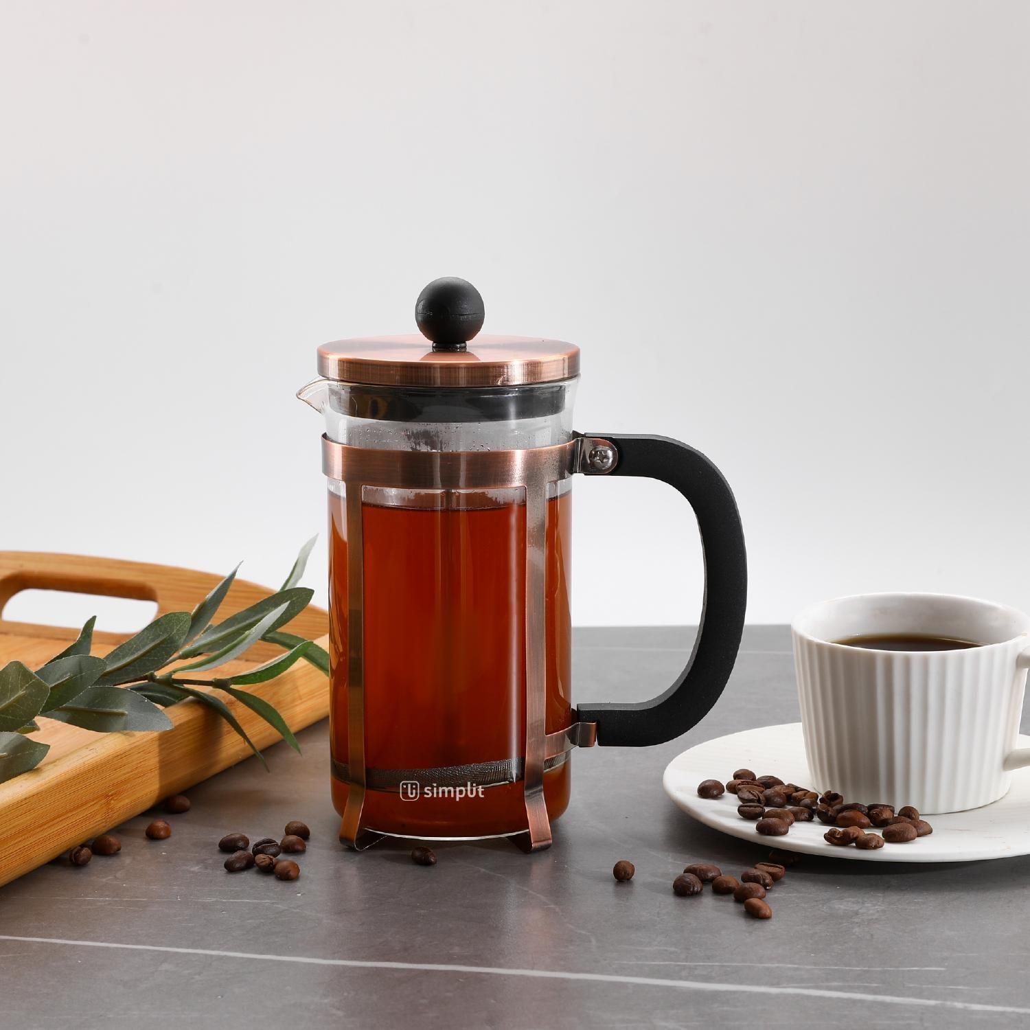 Cafetera Prensa Francesa Vidrio Cobre 600 ml Simplit-3