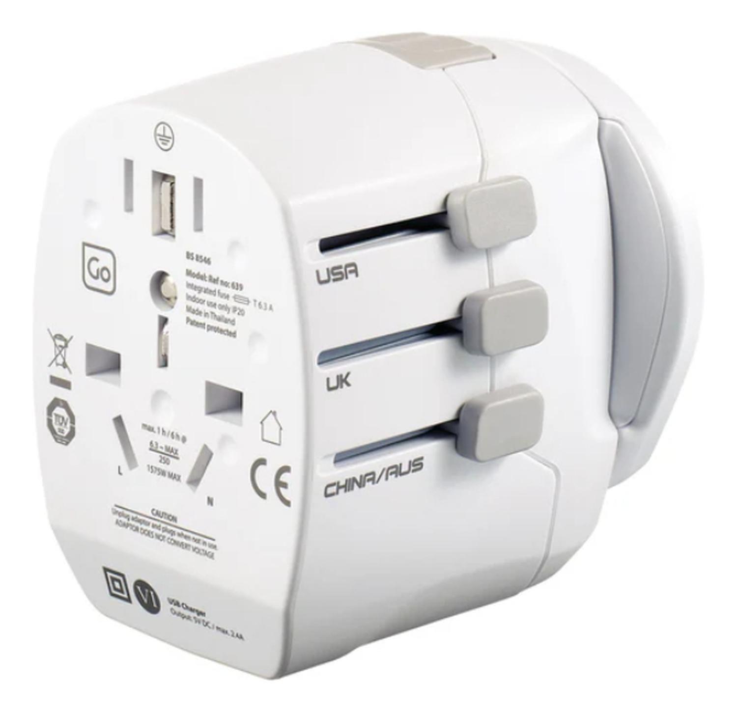 Adaptador Enchufe Universal Con Tierra Tres Clavijas + 2 Usb-5