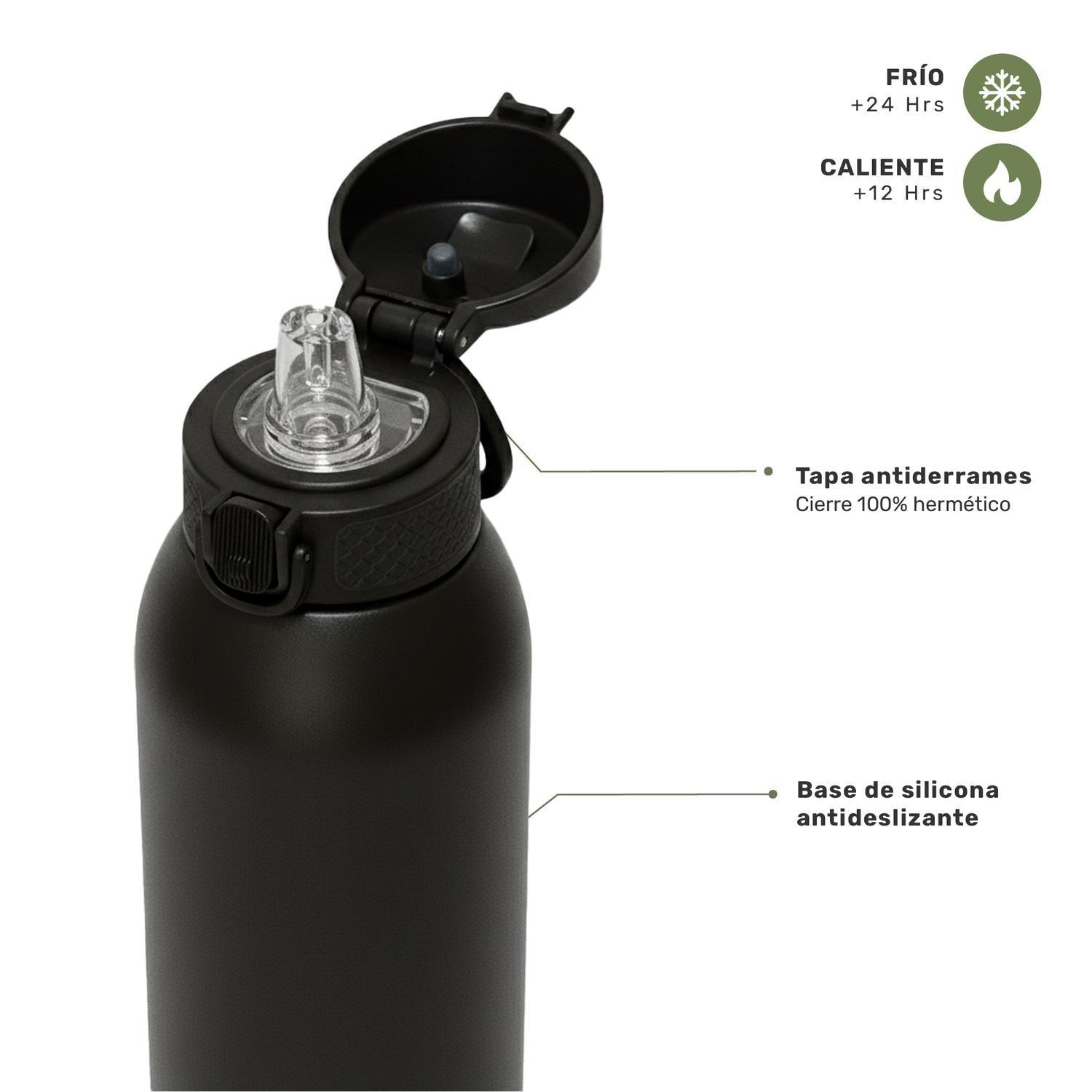 Botella Térmica Agua Acero Inox 3 Tapas HydroCore 1Lt Lhotse-4