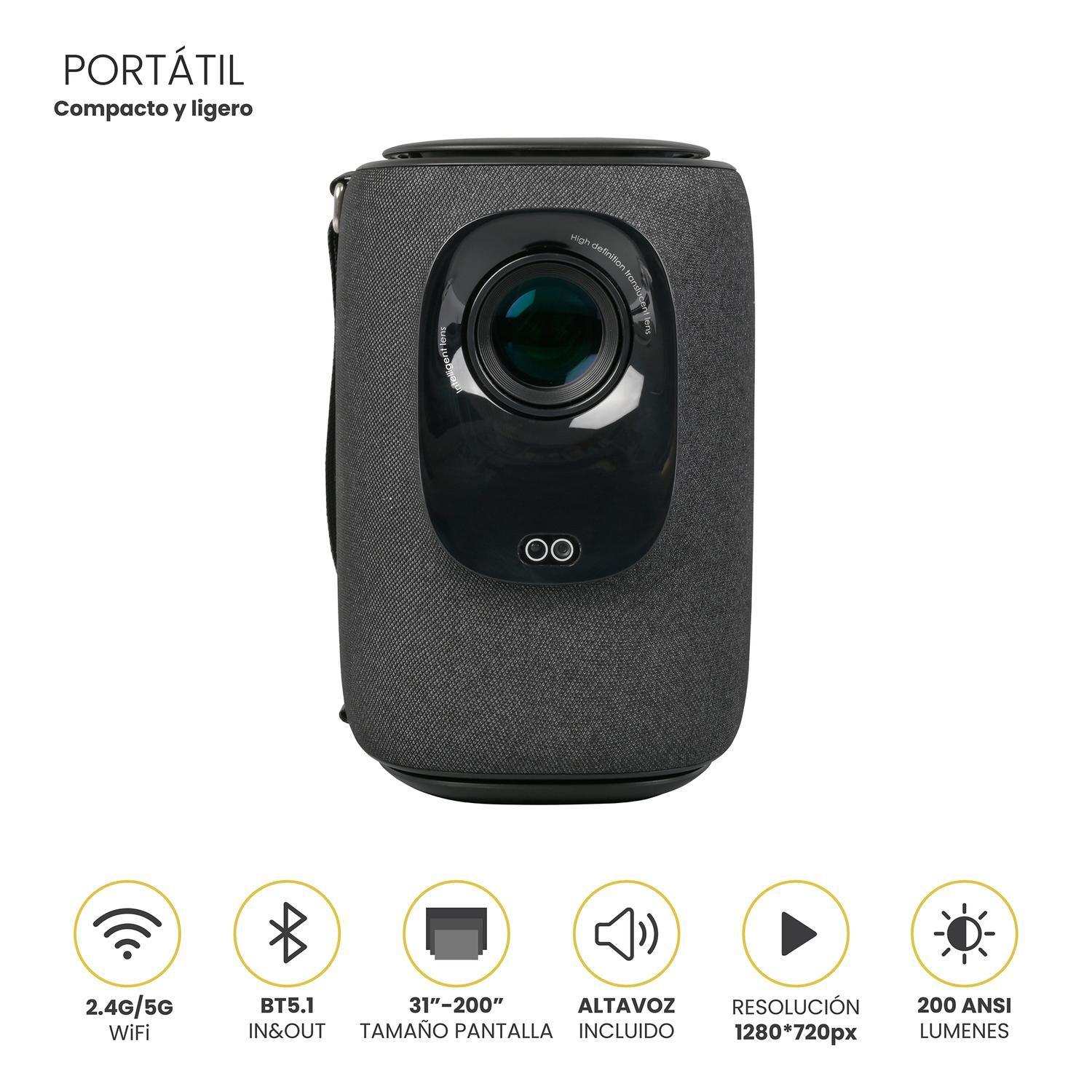 Proyector Portátil Nova 9000lm + Telón 80" LEVO-2