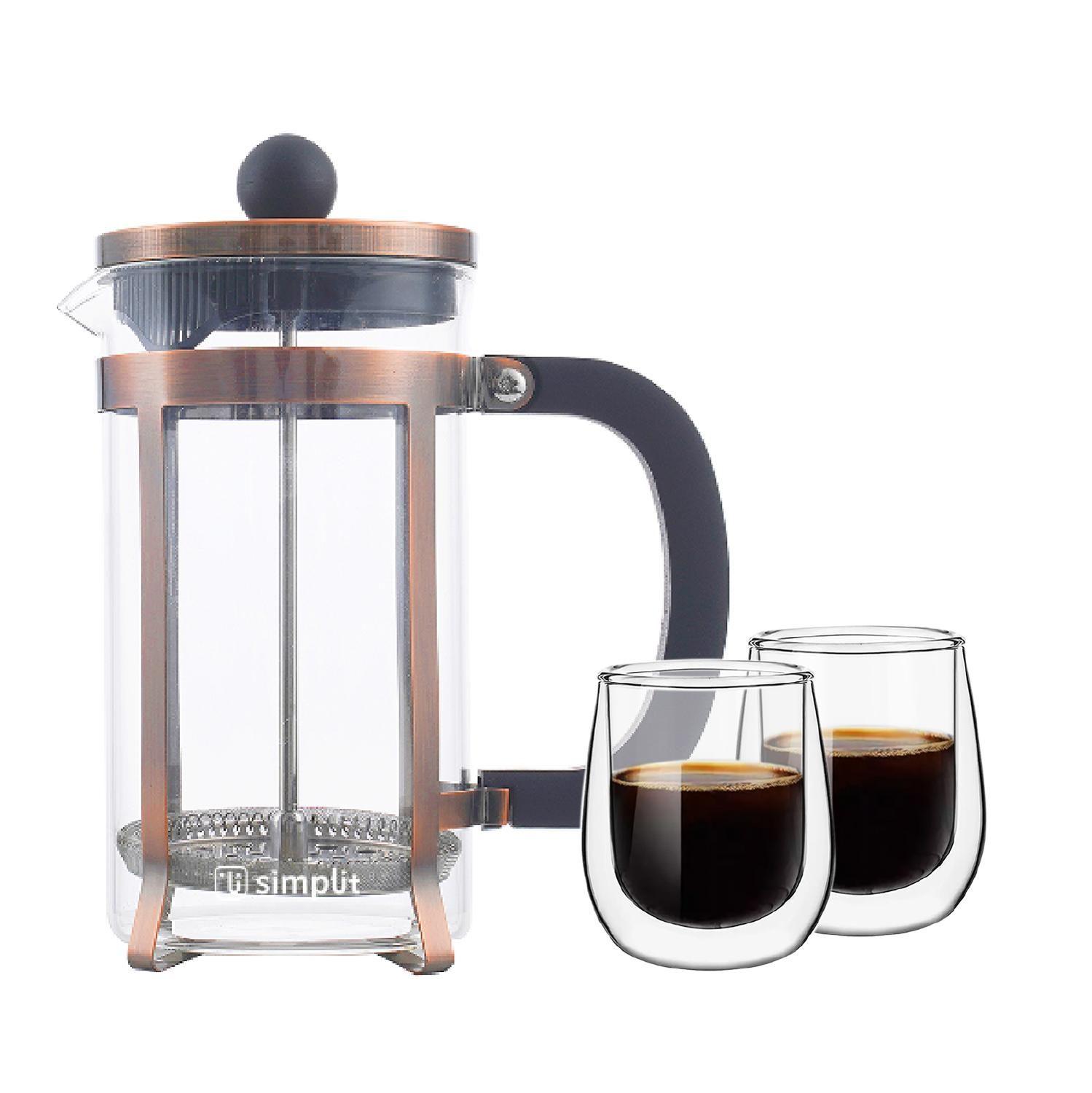 Pack Cafetera Francesa 600 ml + Set 2 Tazas 80 ml Simplit-0