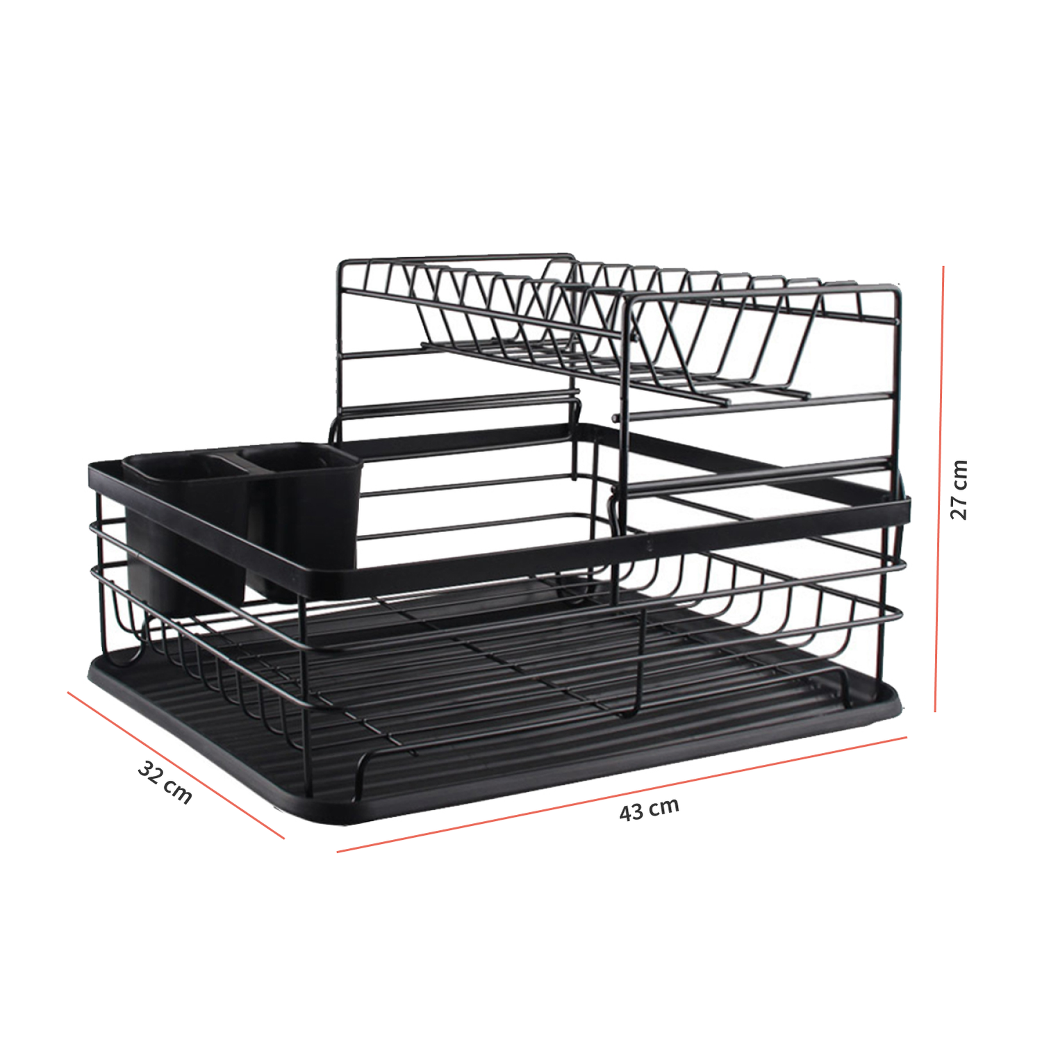 Secaplatos Escurridor 2 Niveles Acero Inox Negro Simplit-4