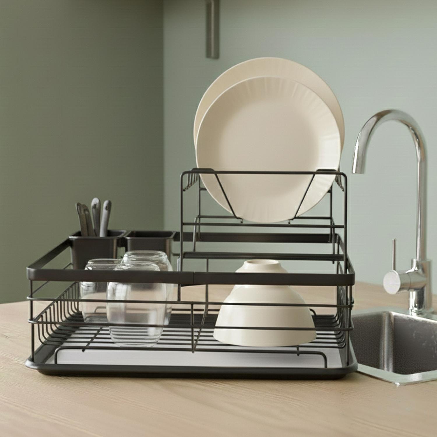 Secaplatos Escurridor 2 Niveles Acero Inox Negro Simplit-7