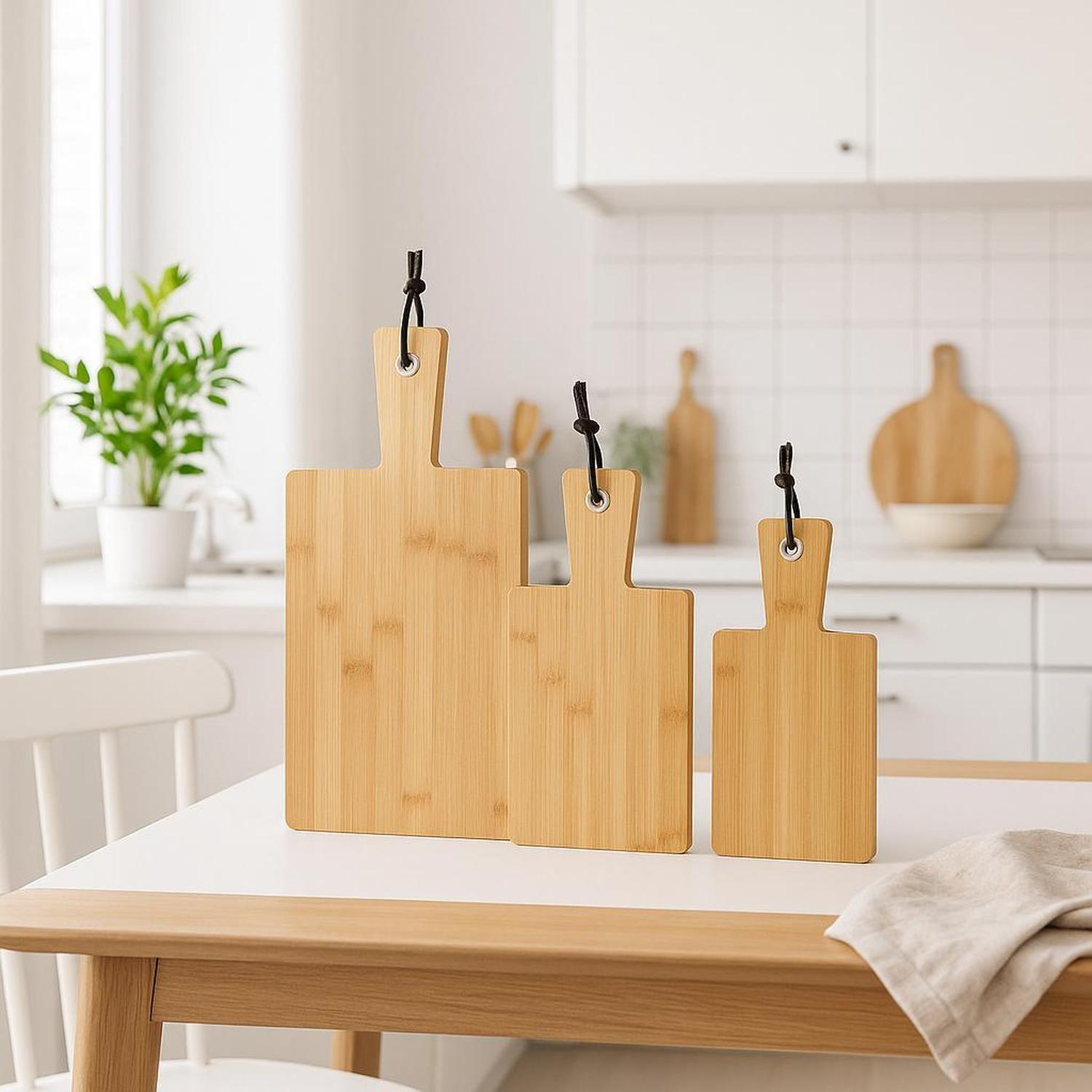 Set 3 Tablas de Cortar para Cocina de Bamboo con Cuerda DAY-2