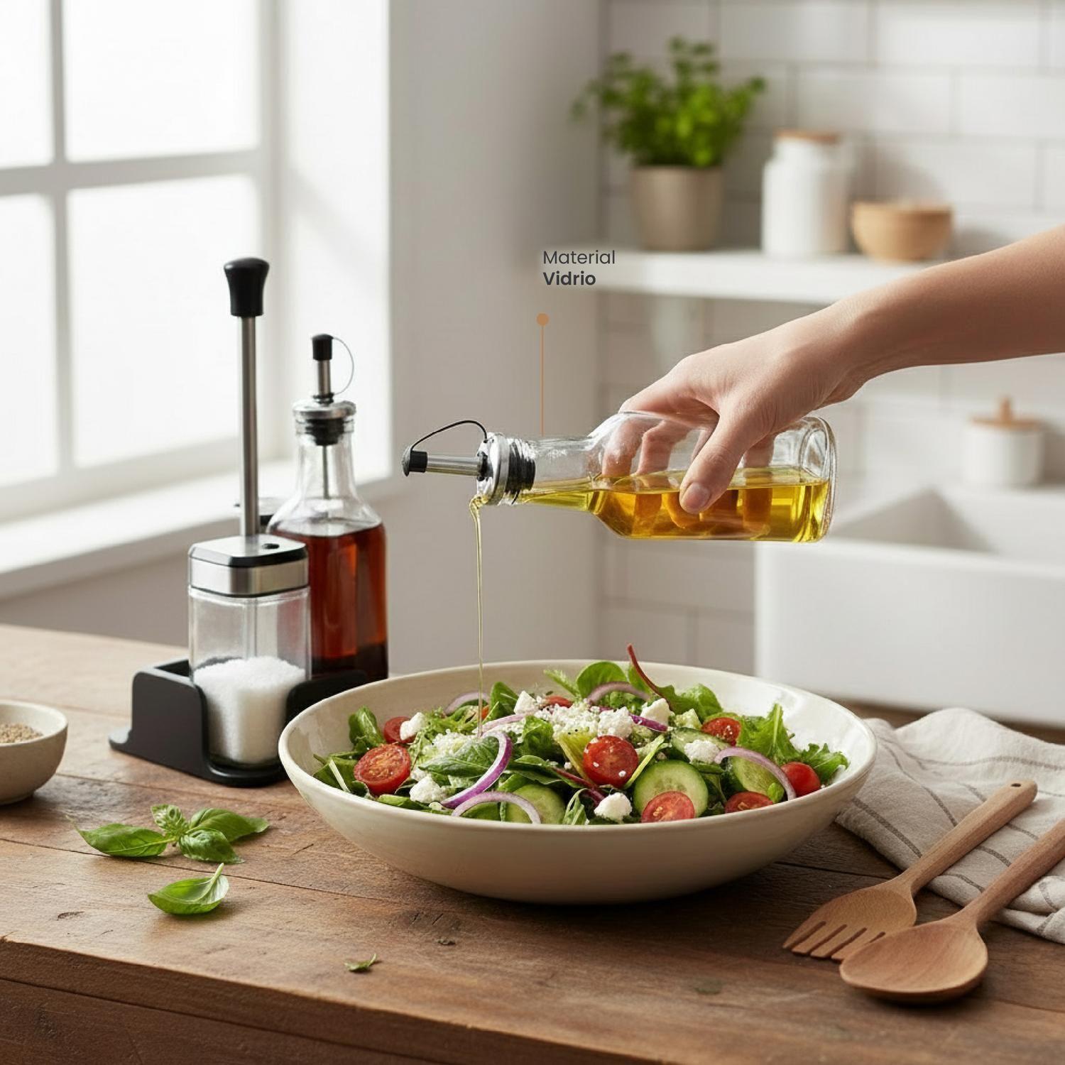 Set Alcuza 4 Pcs Aceite Vinagre Condimento con Soporte 5Five-3