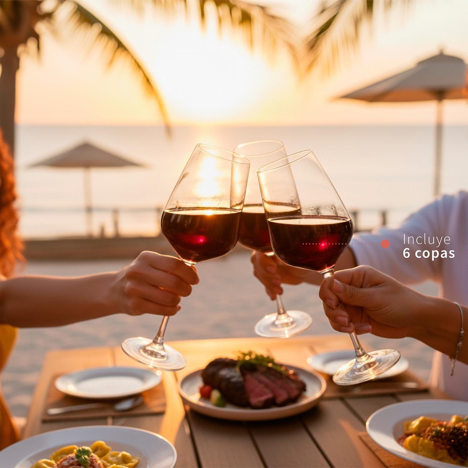 Set 6 Copas Vino Tinto 540ml Cristal Piamonte Simplit-5