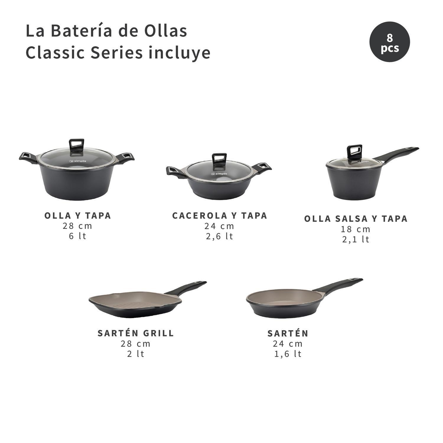 Batería de Cocina Antiadherente Classic 8 Piezas Simplit-6