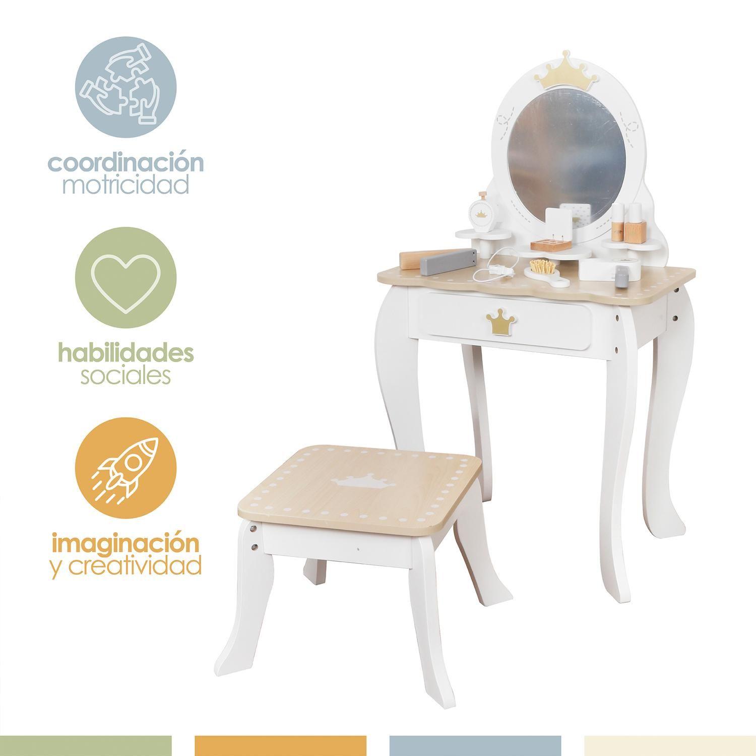 Tocador Infantil Para Niñas Espejo Maquillaje Madera Bandú-2