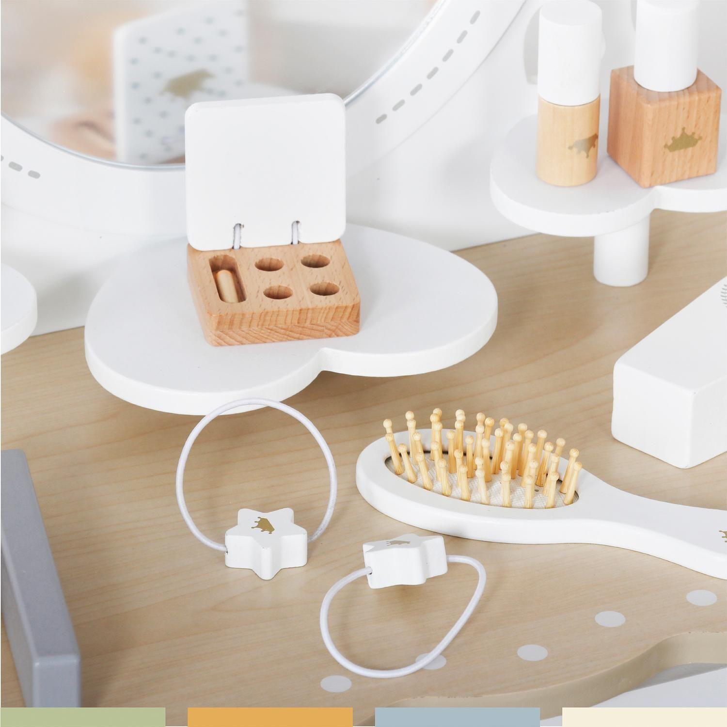 Tocador Infantil Para Niñas Espejo Maquillaje Madera Bandú-3