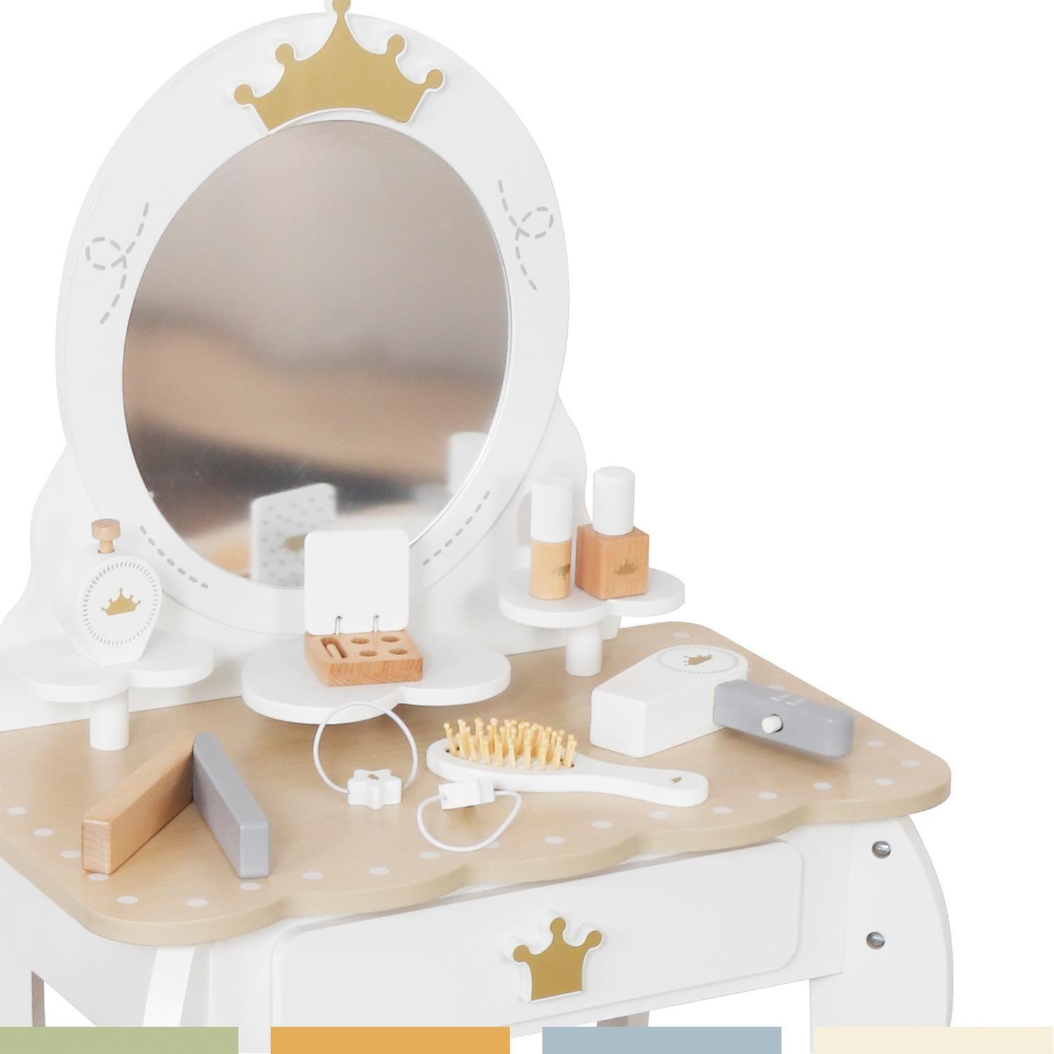 Tocador Infantil Para Niñas Espejo Maquillaje Madera Bandú-5