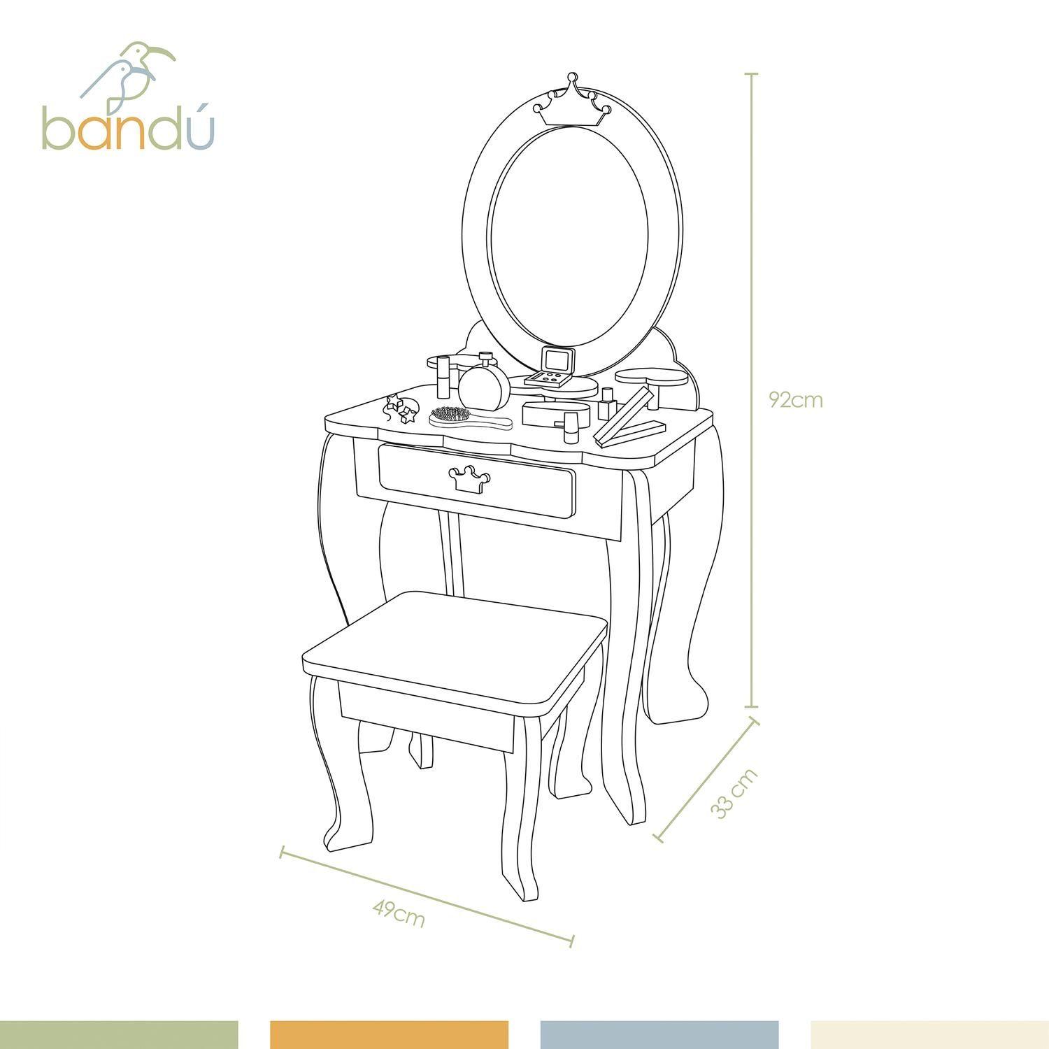 Tocador Infantil Para Niñas Espejo Maquillaje Madera Bandú-7