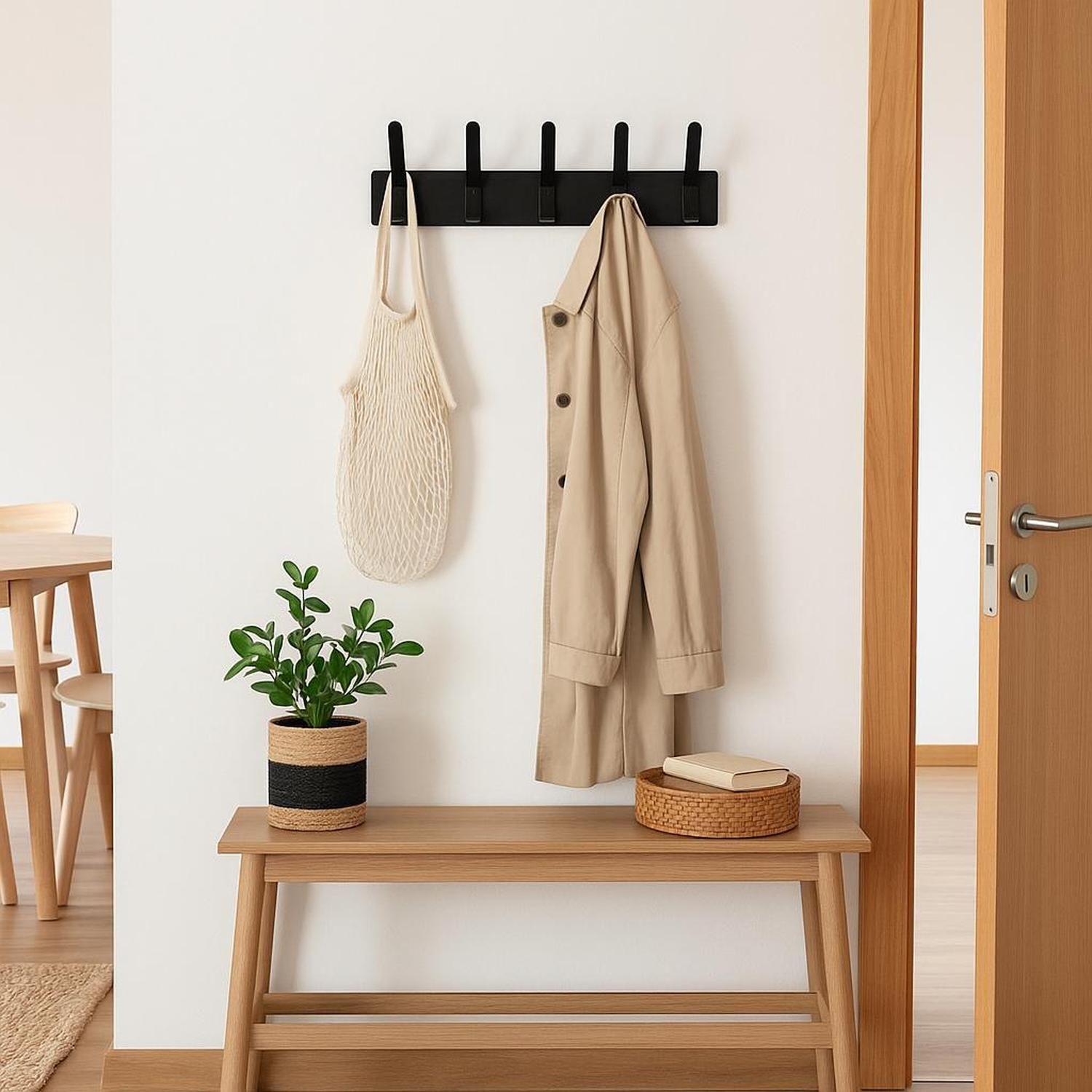 Perchero de Pared Metálico con 5 Ganchos Negro Day-2