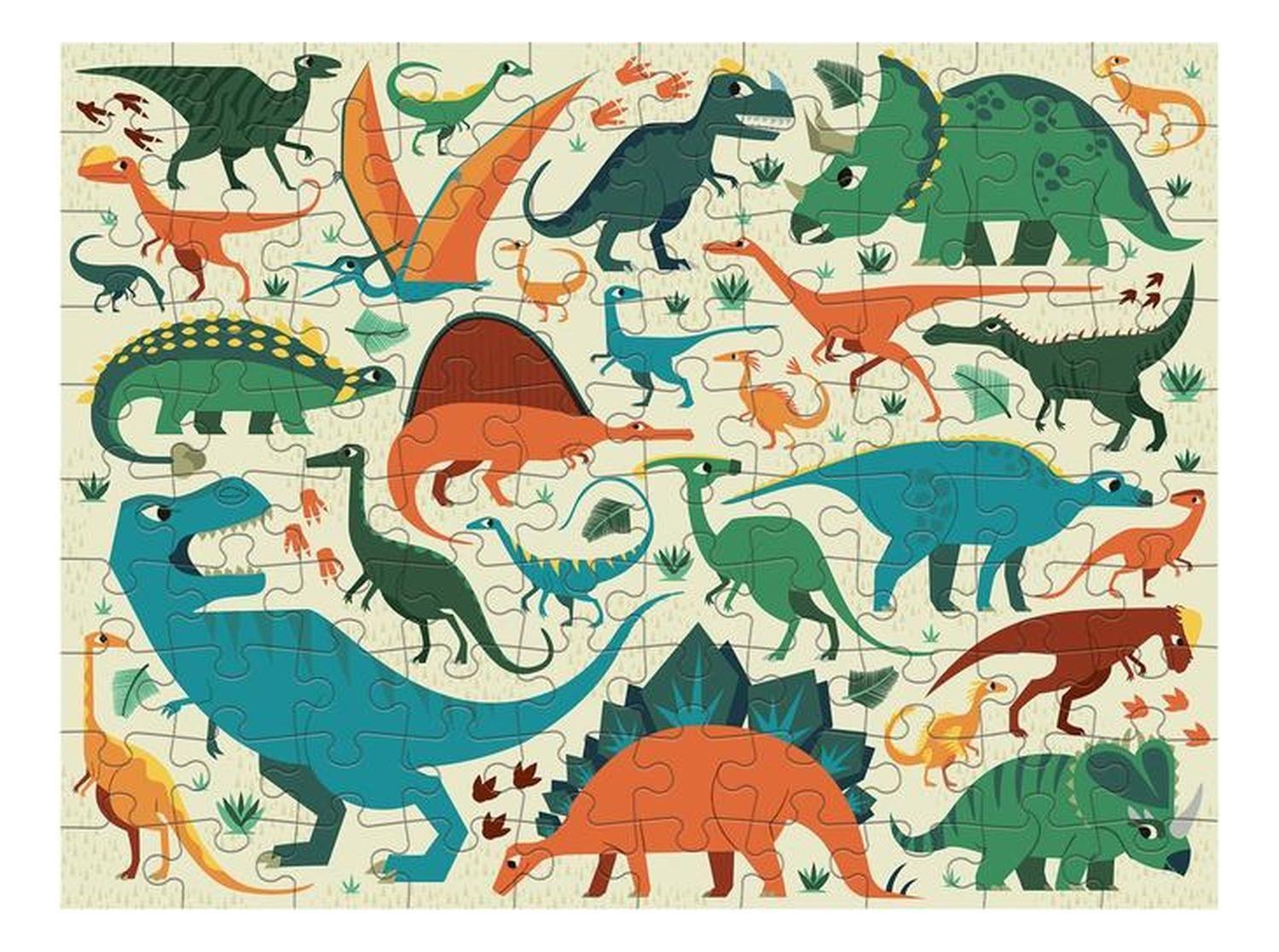 Puzzle 100Pcs Doble Dinosaurios Mudpuppy-1