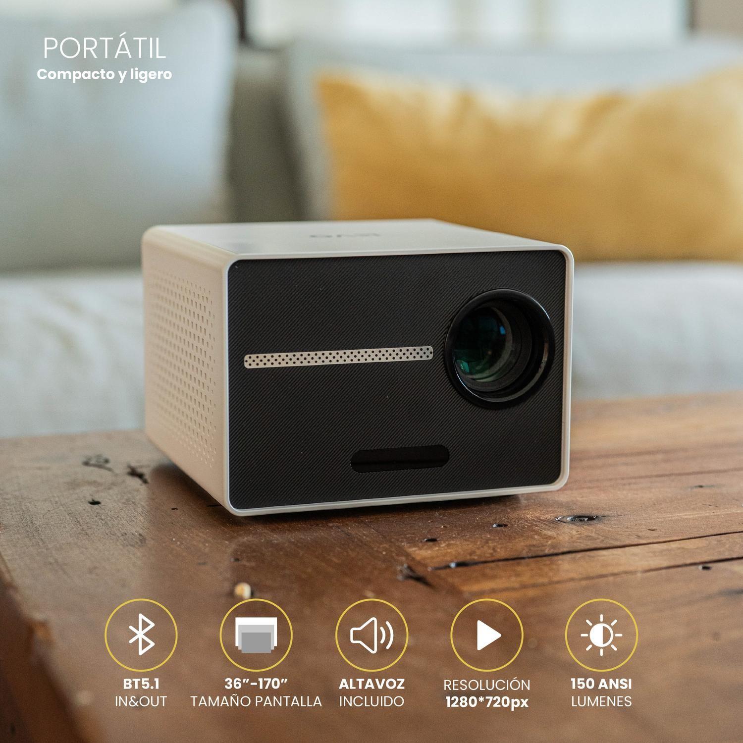Proyector Portatil Halo 9000lm + Telón Electrico 80" LEVO-2