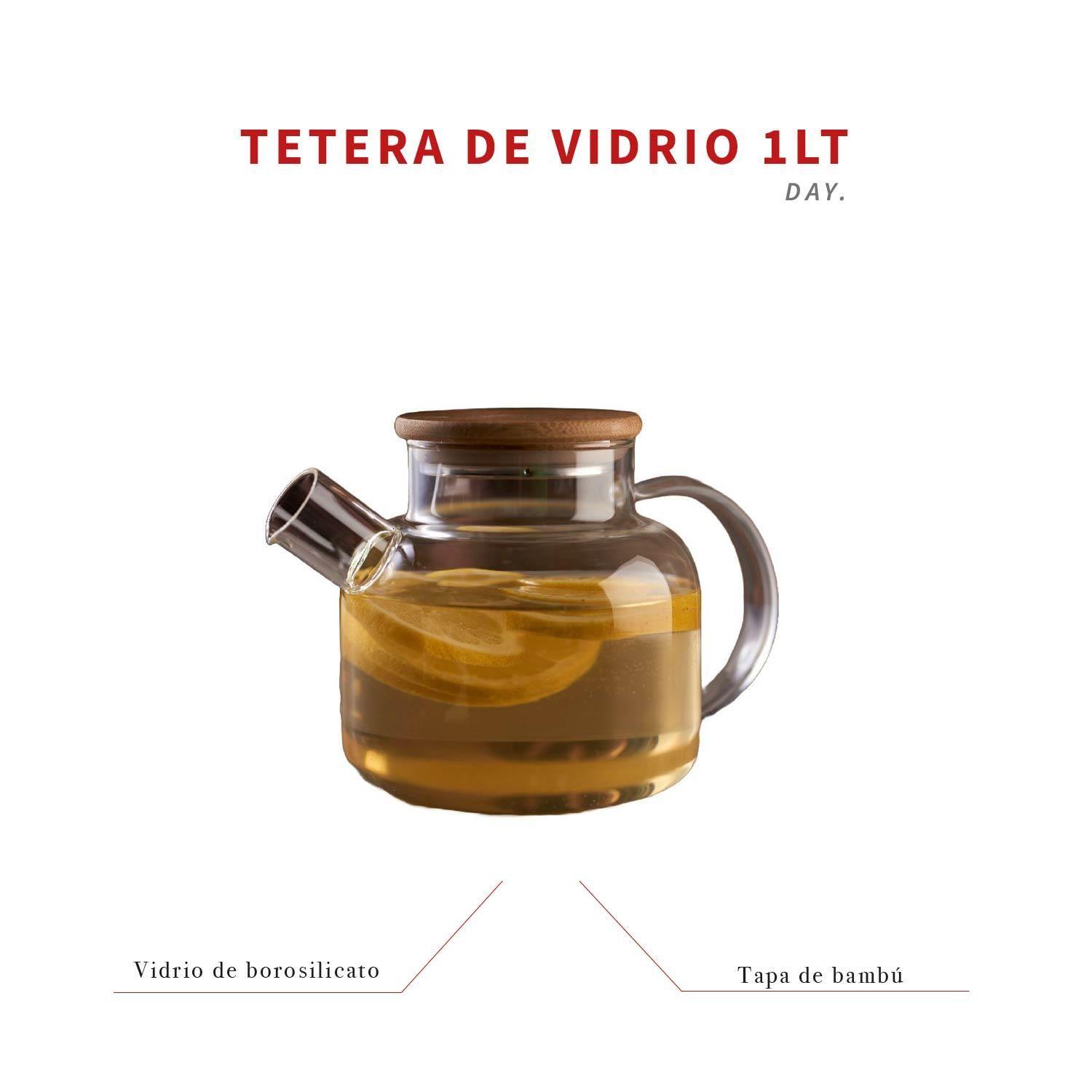 Tetera para Infusiones y Té de Vidrio con Tapa de Bamboo DAY-3