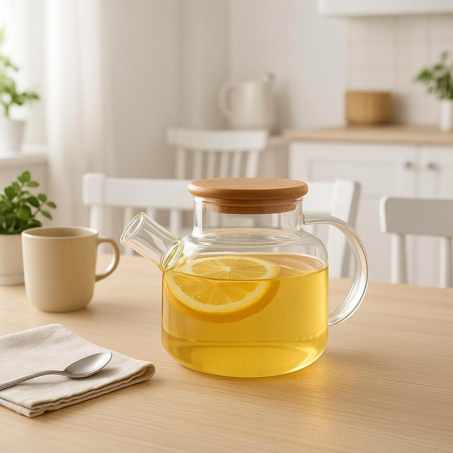 Tetera para Infusiones y Té de Vidrio con Tapa de Bamboo DAY-4