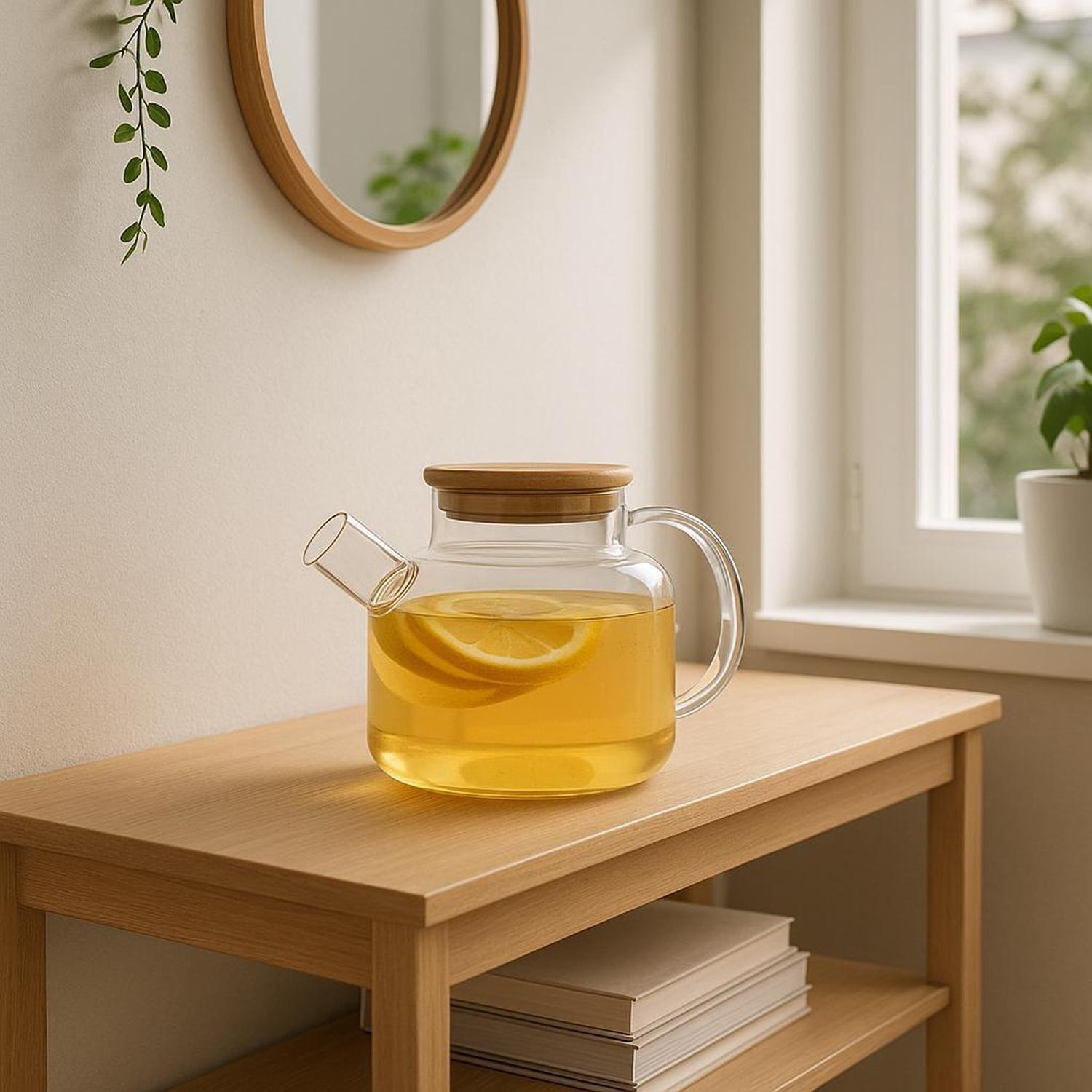 Tetera para Infusiones y Té de Vidrio con Tapa de Bamboo DAY-5