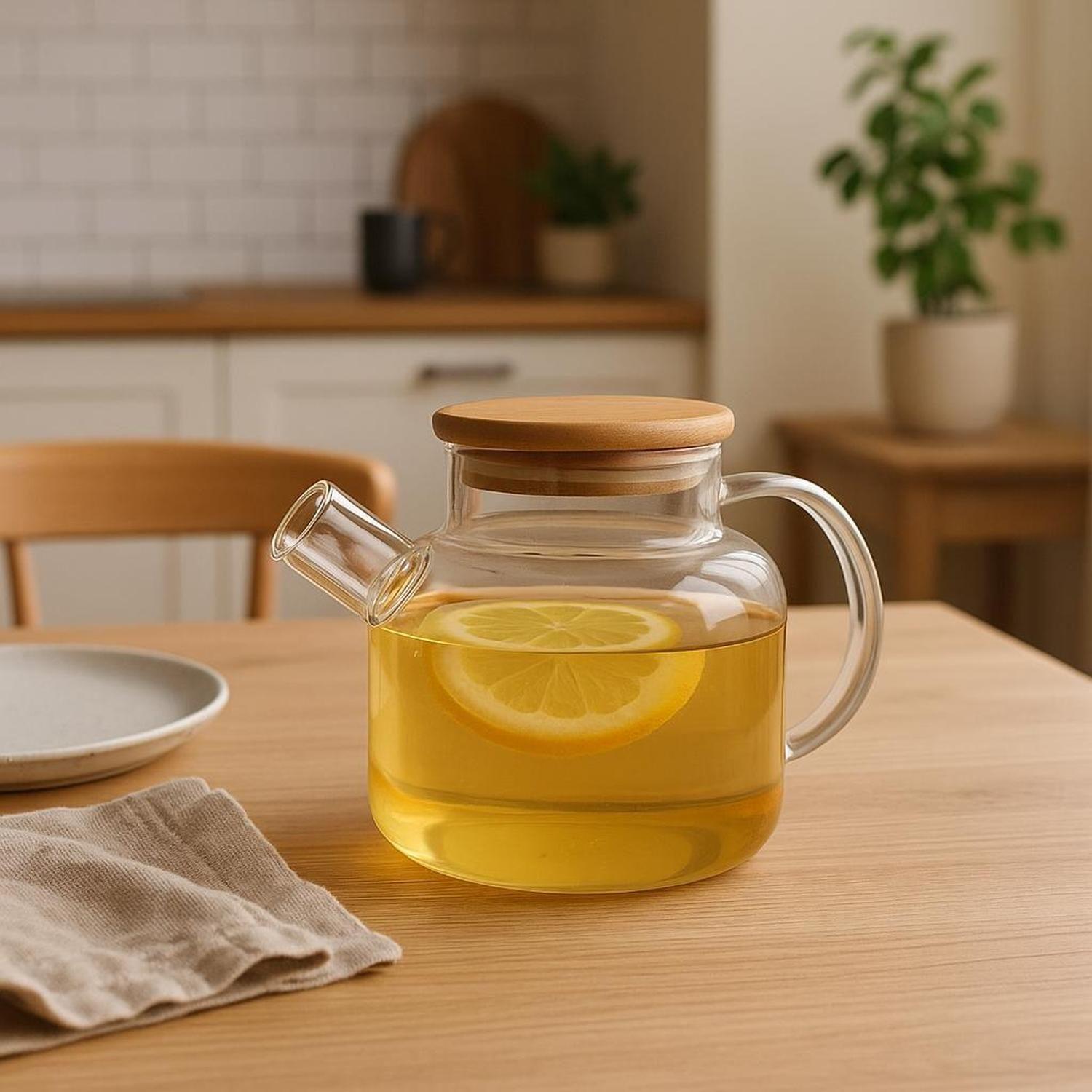 Tetera para Infusiones y Té de Vidrio con Tapa de Bamboo DAY-6