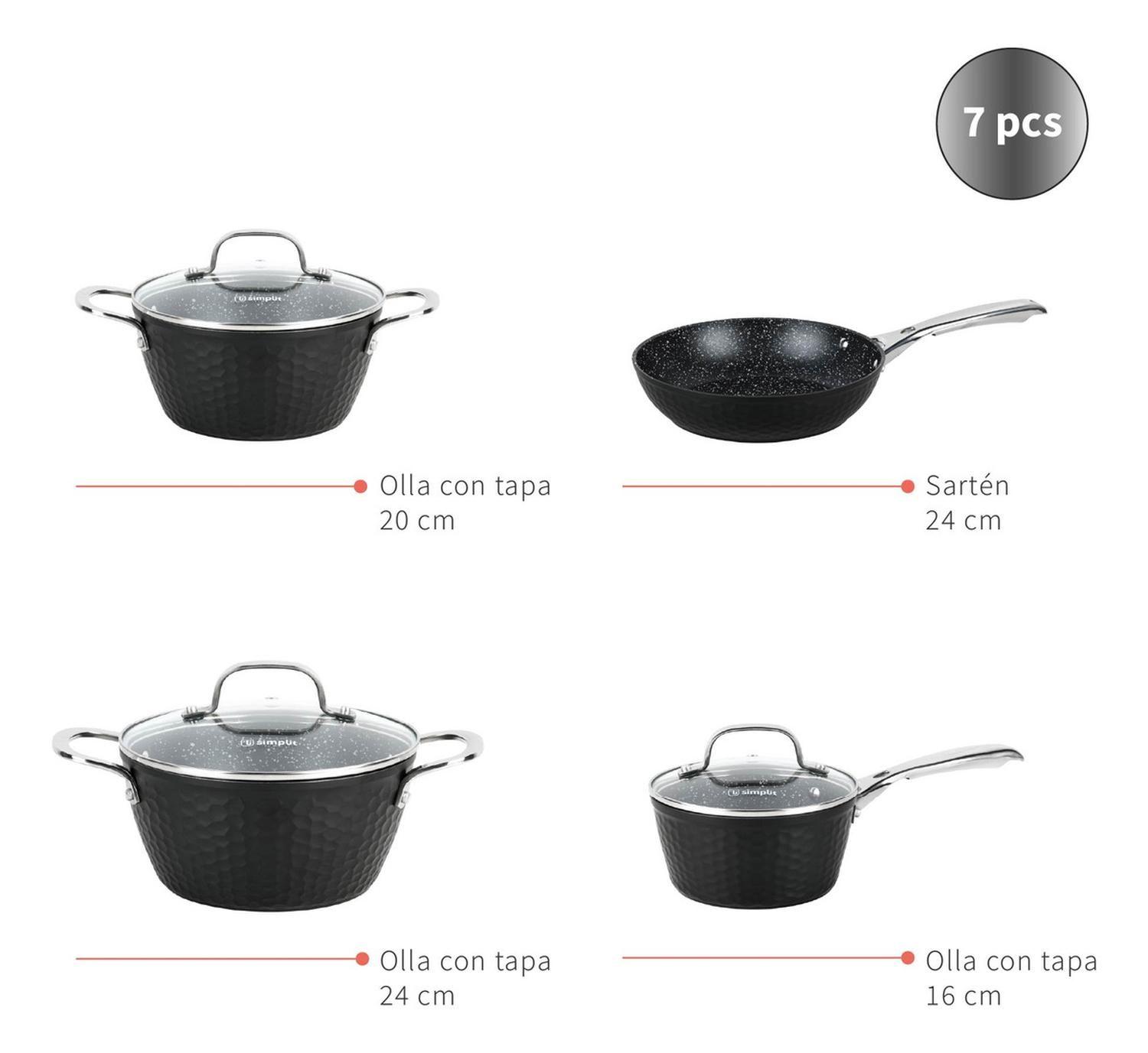 Batería de Cocina Antiadherente Black Copper 7 Pzs Simplit-3