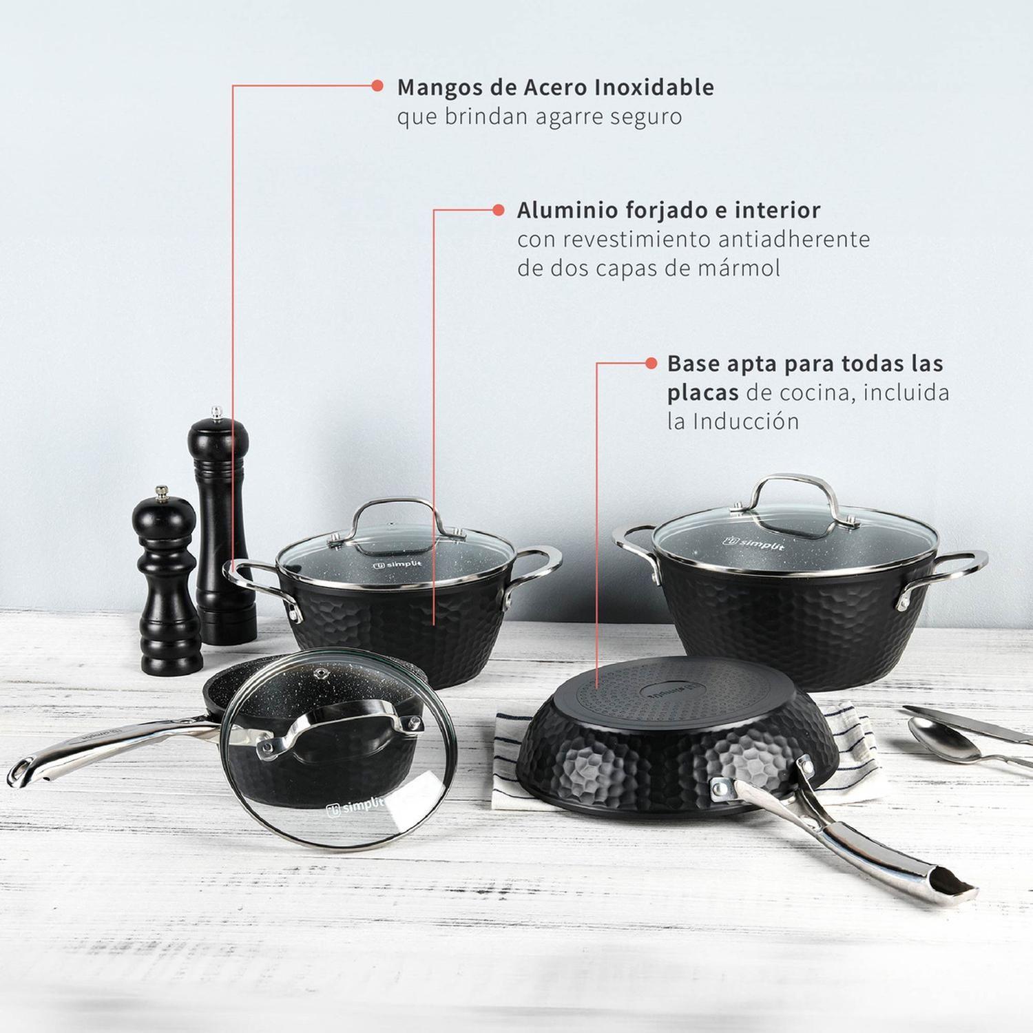 Batería de Cocina Antiadherente Black Copper 7 Pzs Simplit-4