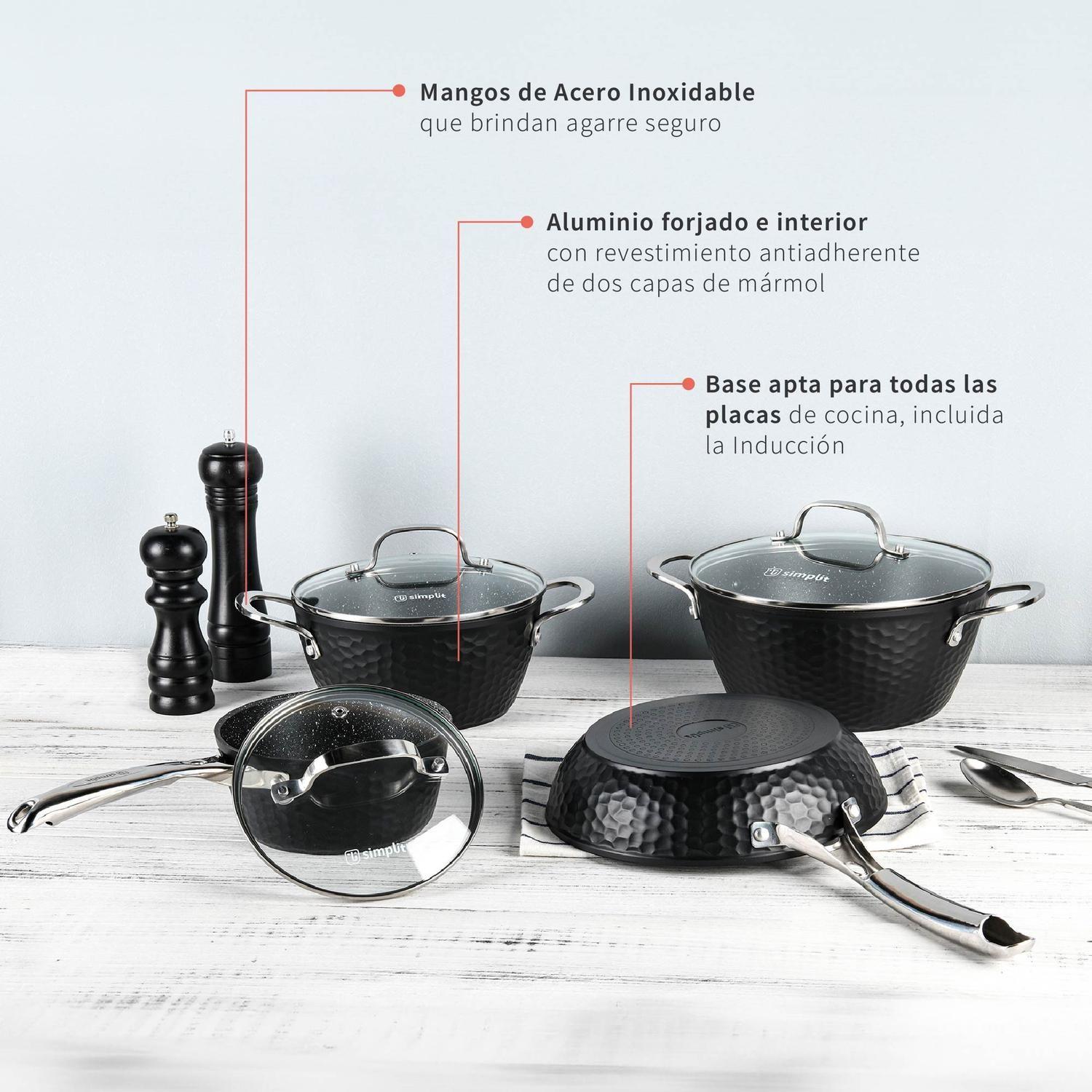 Batería de Cocina Antiadherente Black Copper 7 Pzs Simplit-4