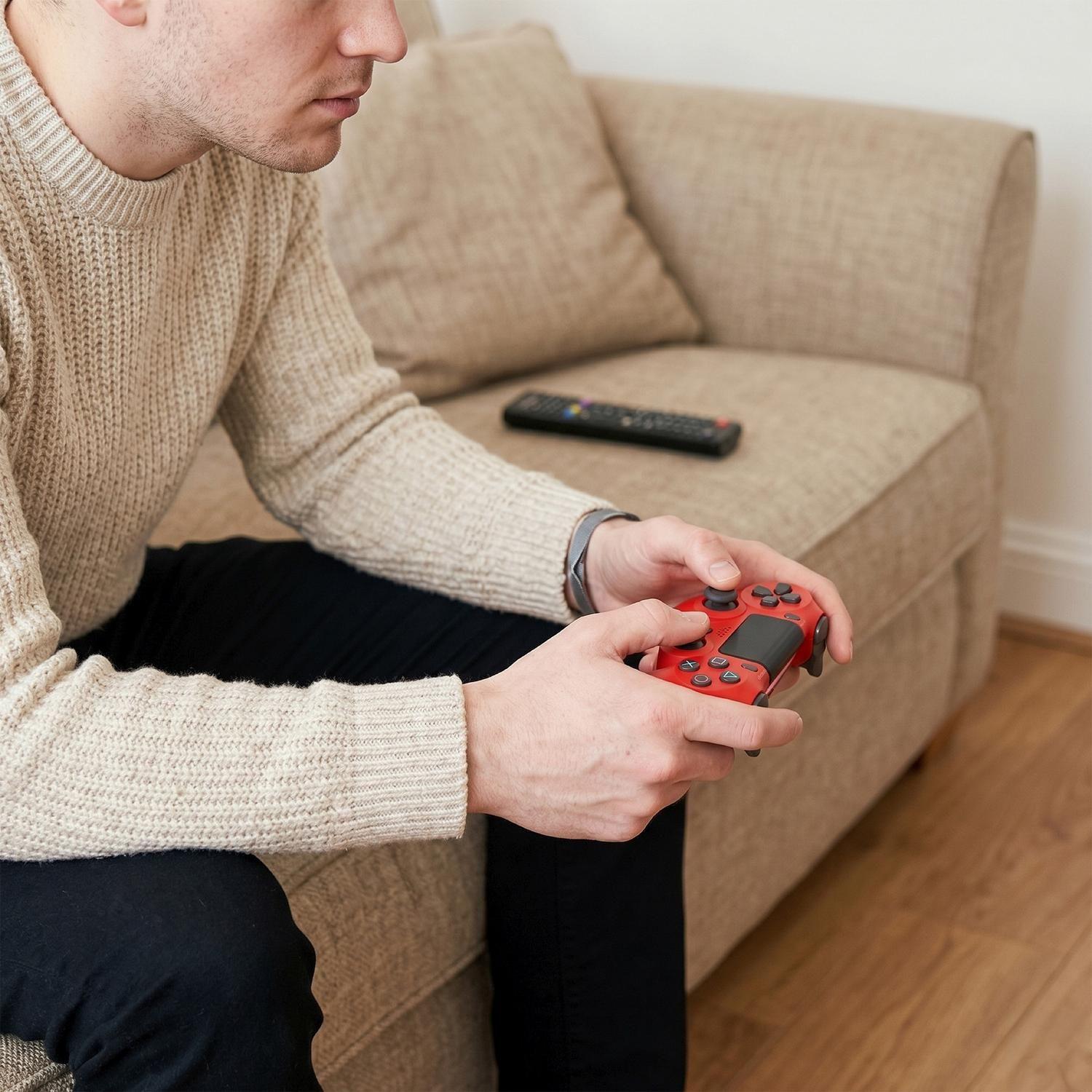 Control Joystick Inalámbrico compatible con PS4 Rojo Levo-1