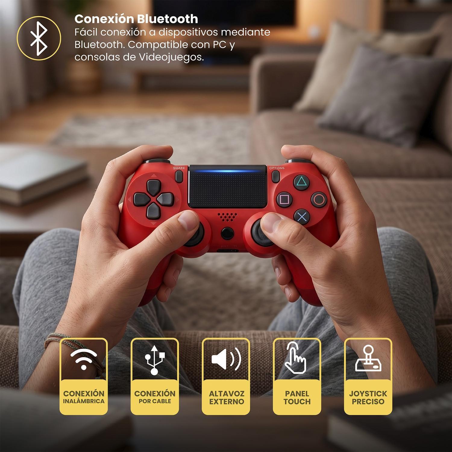 Control Joystick Inalámbrico compatible con PS4 Rojo Levo-2