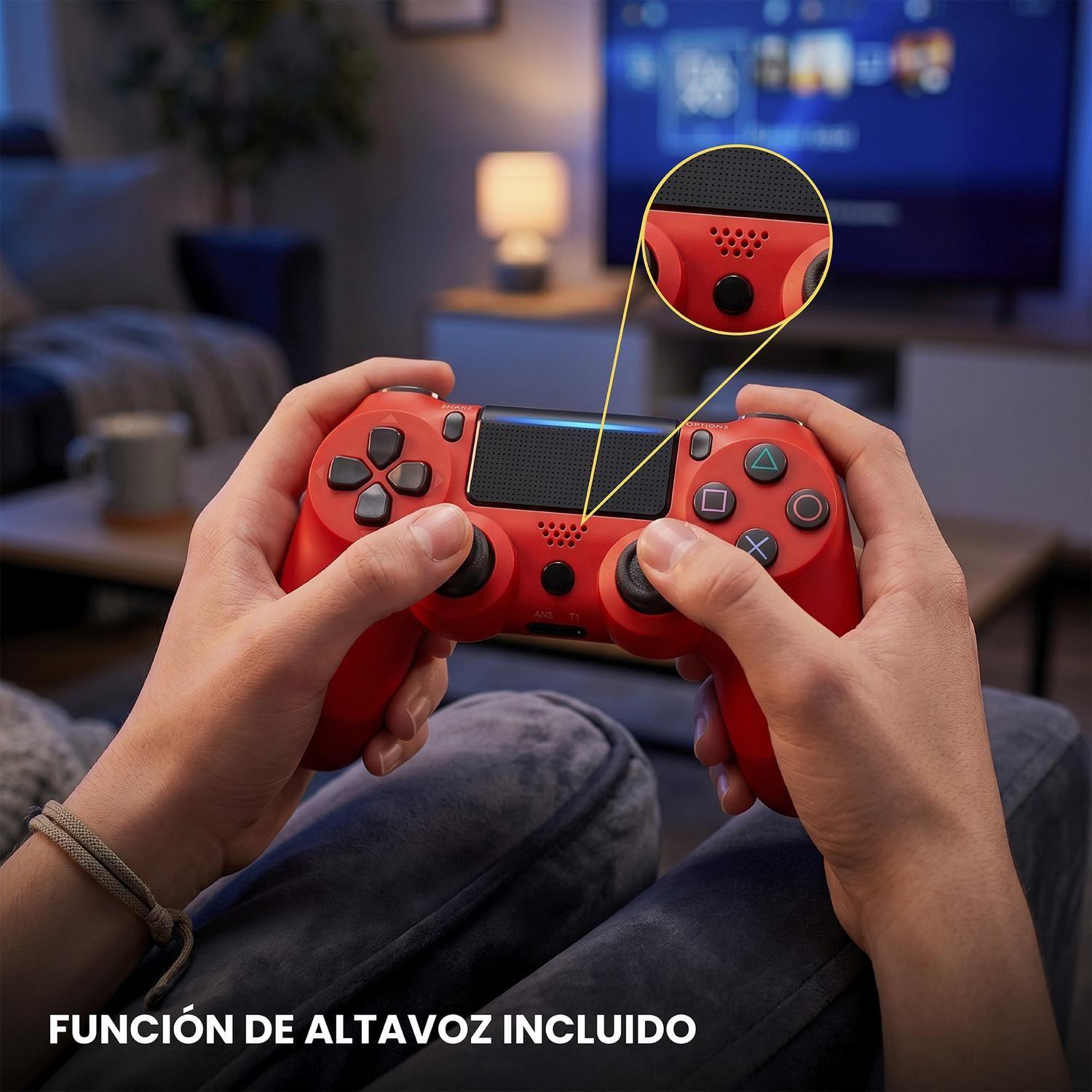 Control Joystick Inalámbrico compatible con PS4 Rojo Levo-4