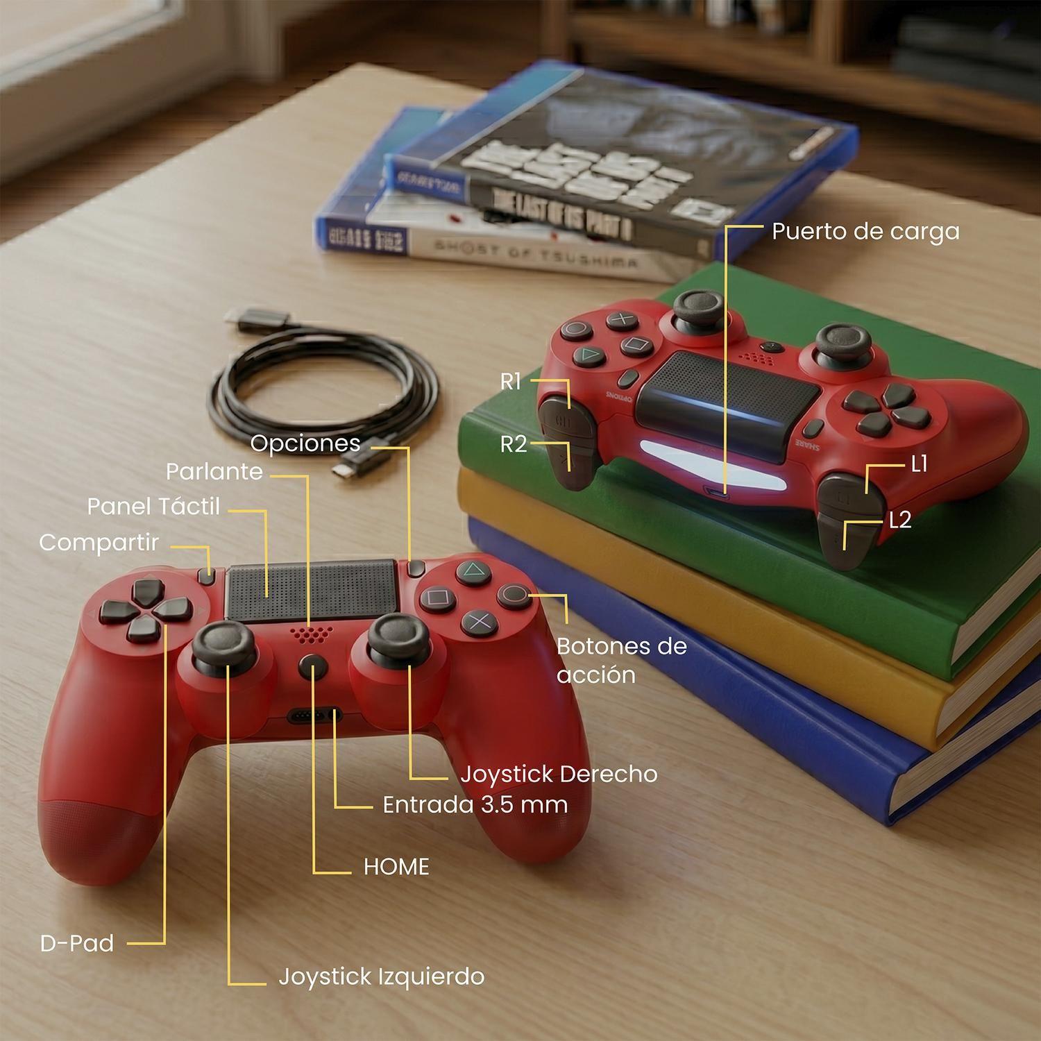 Control Joystick Inalámbrico compatible con PS4 Rojo Levo-6